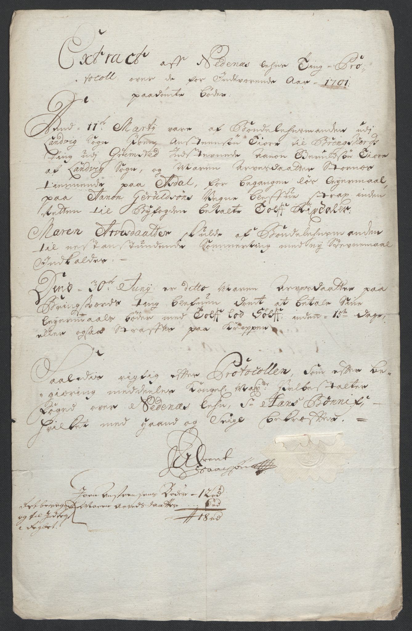 Rentekammeret inntil 1814, Reviderte regnskaper, Fogderegnskap, RA/EA-4092/R39/L2315: Fogderegnskap Nedenes, 1700-1701, p. 234