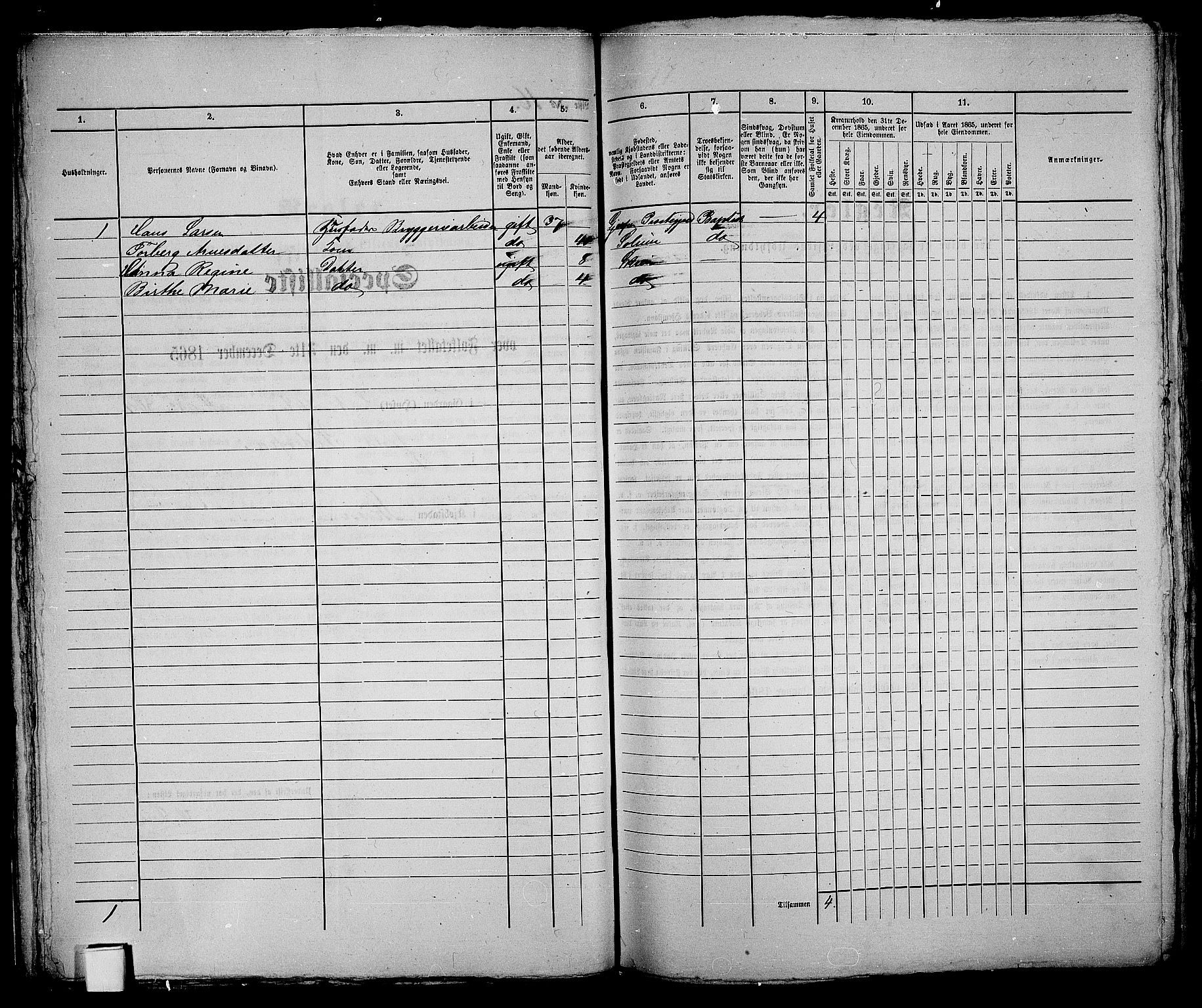 RA, 1865 census for Skien, 1865, p. 44