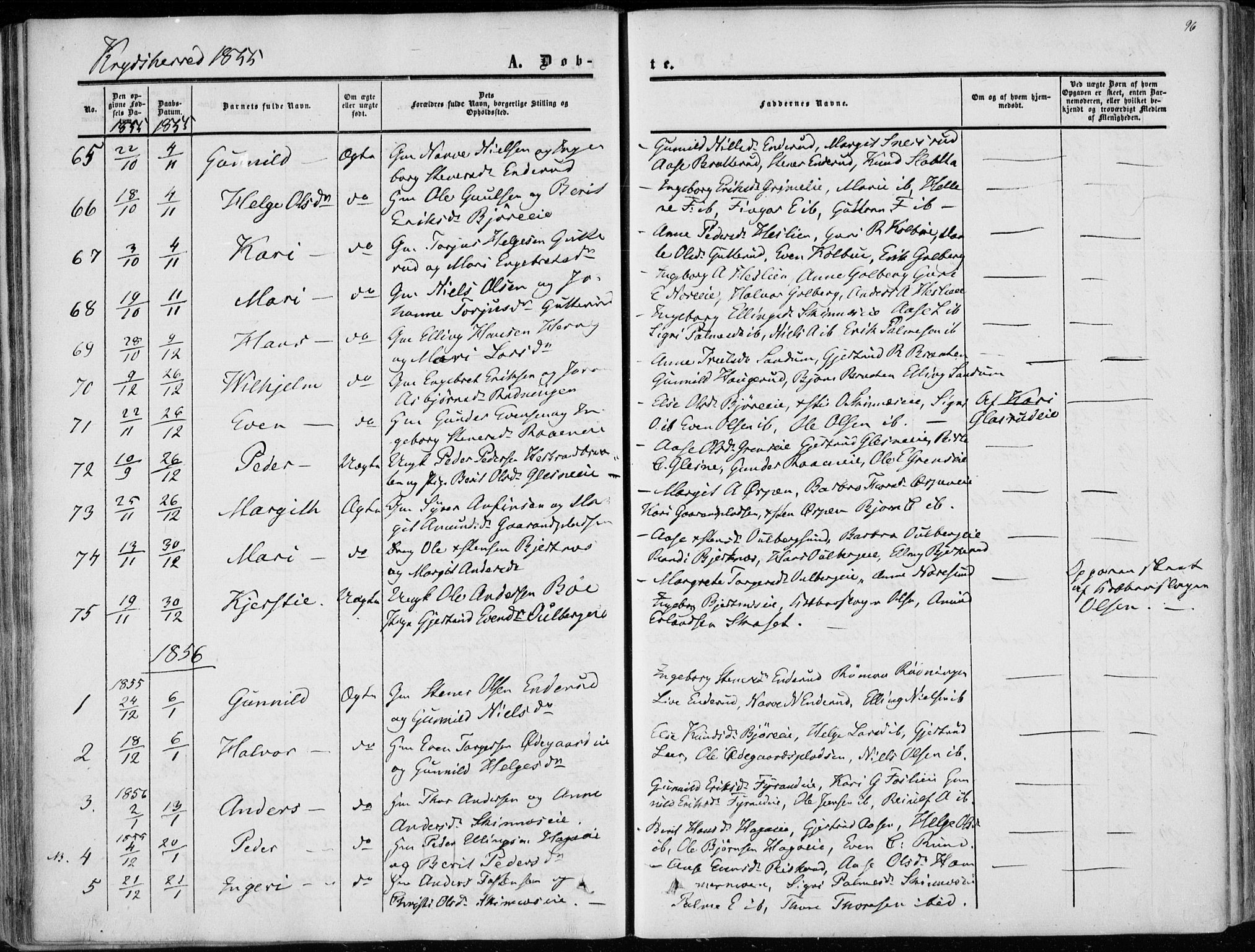 Sigdal kirkebøker, AV/SAKO-A-245/F/Fa/L0008: Parish register (official) no. I 8, 1850-1859, p. 96