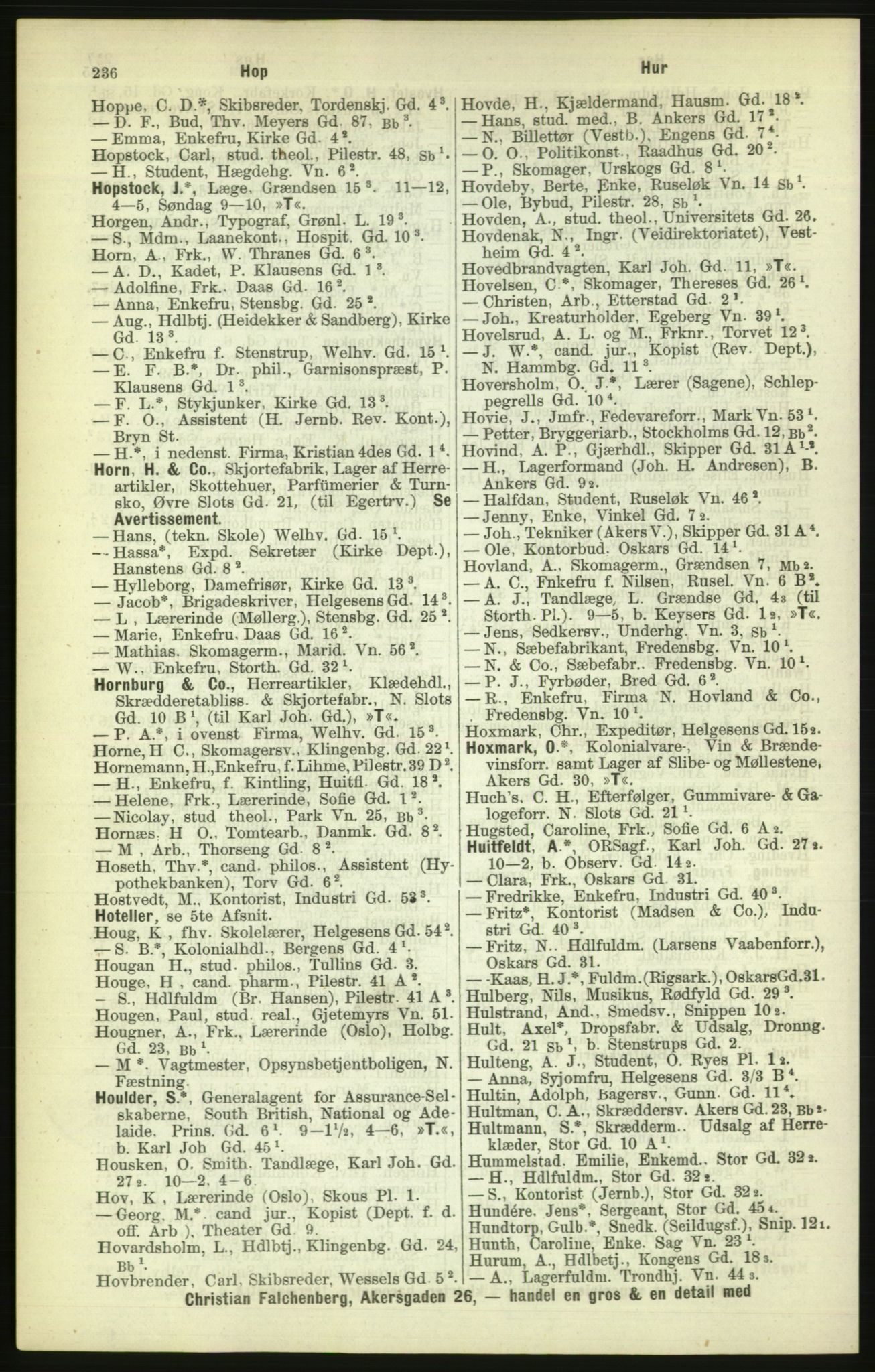 Kristiania/Oslo adressebok, PUBL/-, 1886, p. 236