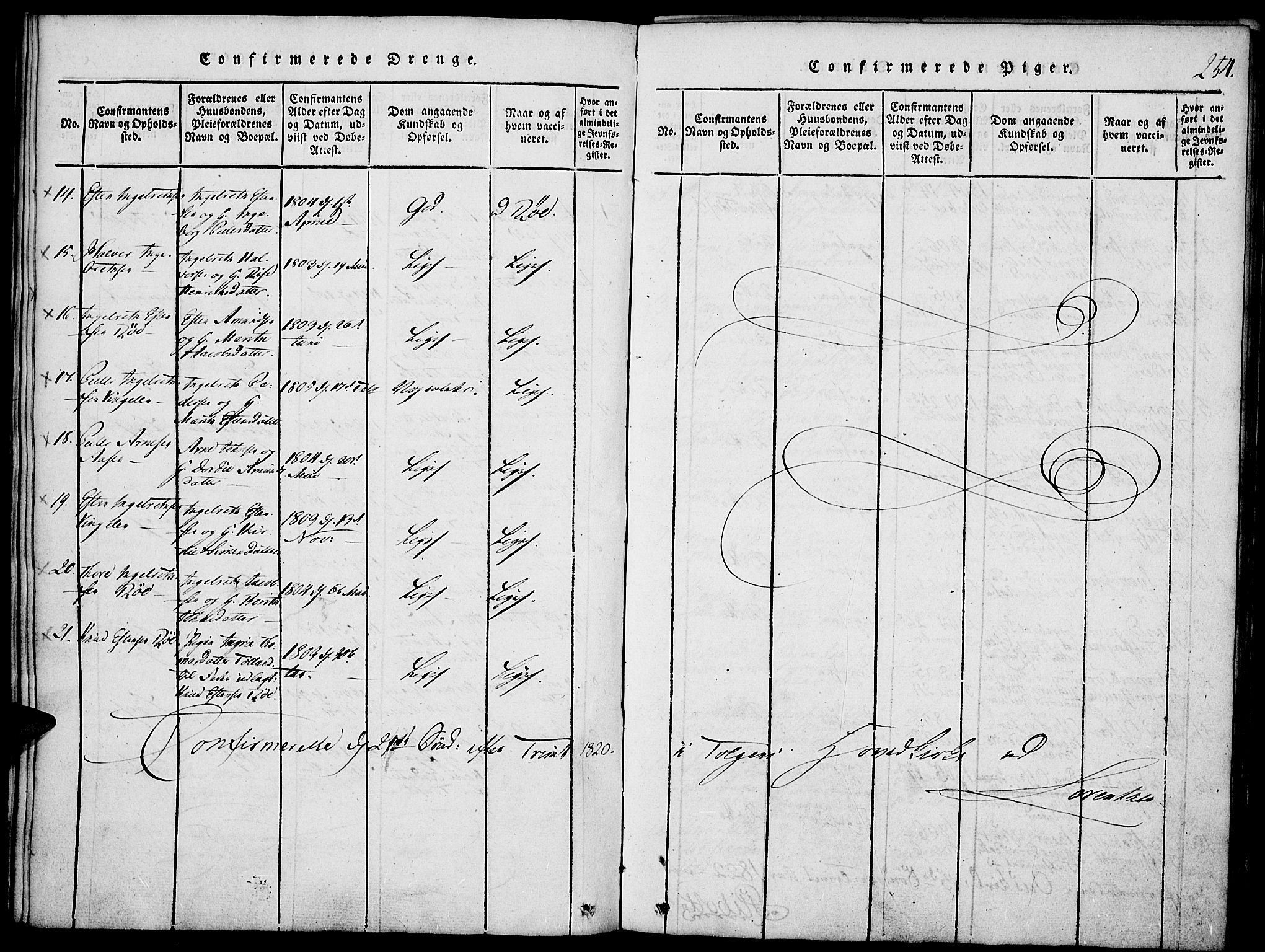 Tolga prestekontor, SAH/PREST-062/K/L0004: Parish register (official) no. 4, 1815-1836, p. 254