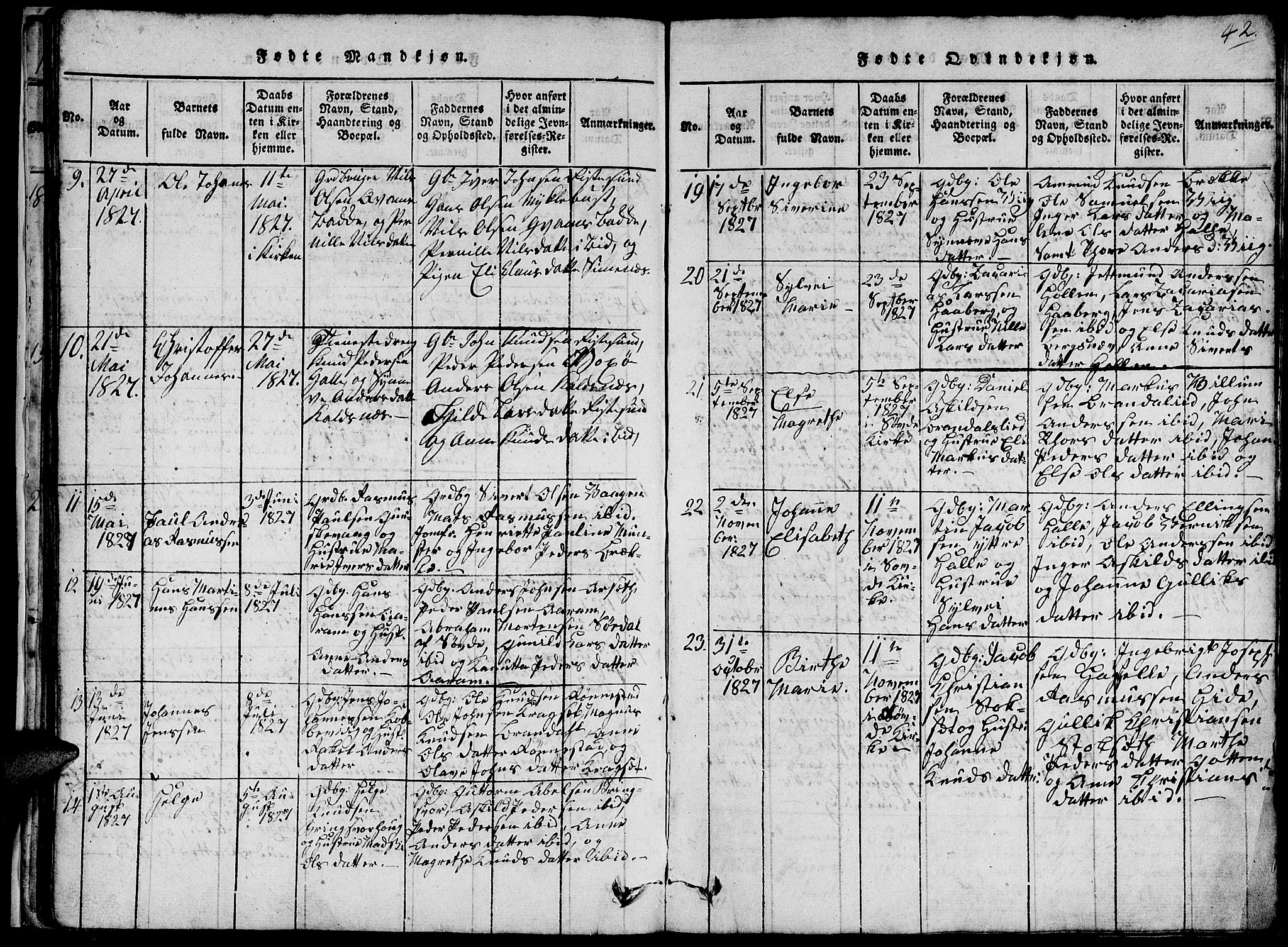 Ministerialprotokoller, klokkerbøker og fødselsregistre - Møre og Romsdal, SAT/A-1454/503/L0046: Parish register (copy) no. 503C01, 1816-1842, p. 42