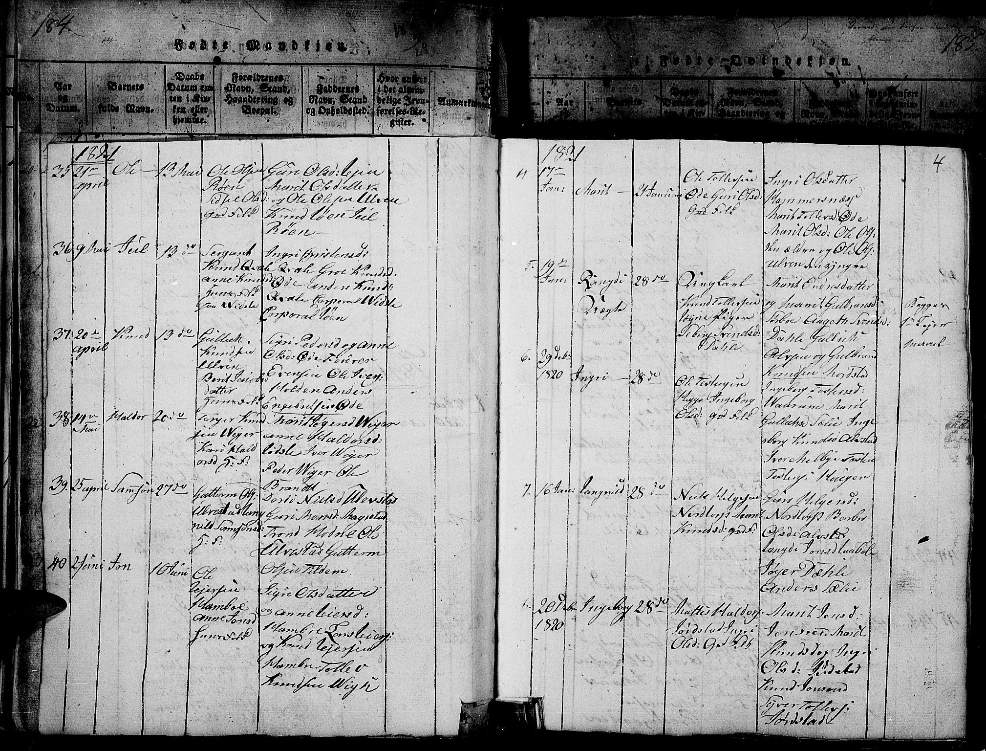 Slidre prestekontor, SAH/PREST-134/H/Ha/Haa/L0002: Parish register (official) no. 2, 1814-1830, p. 184d