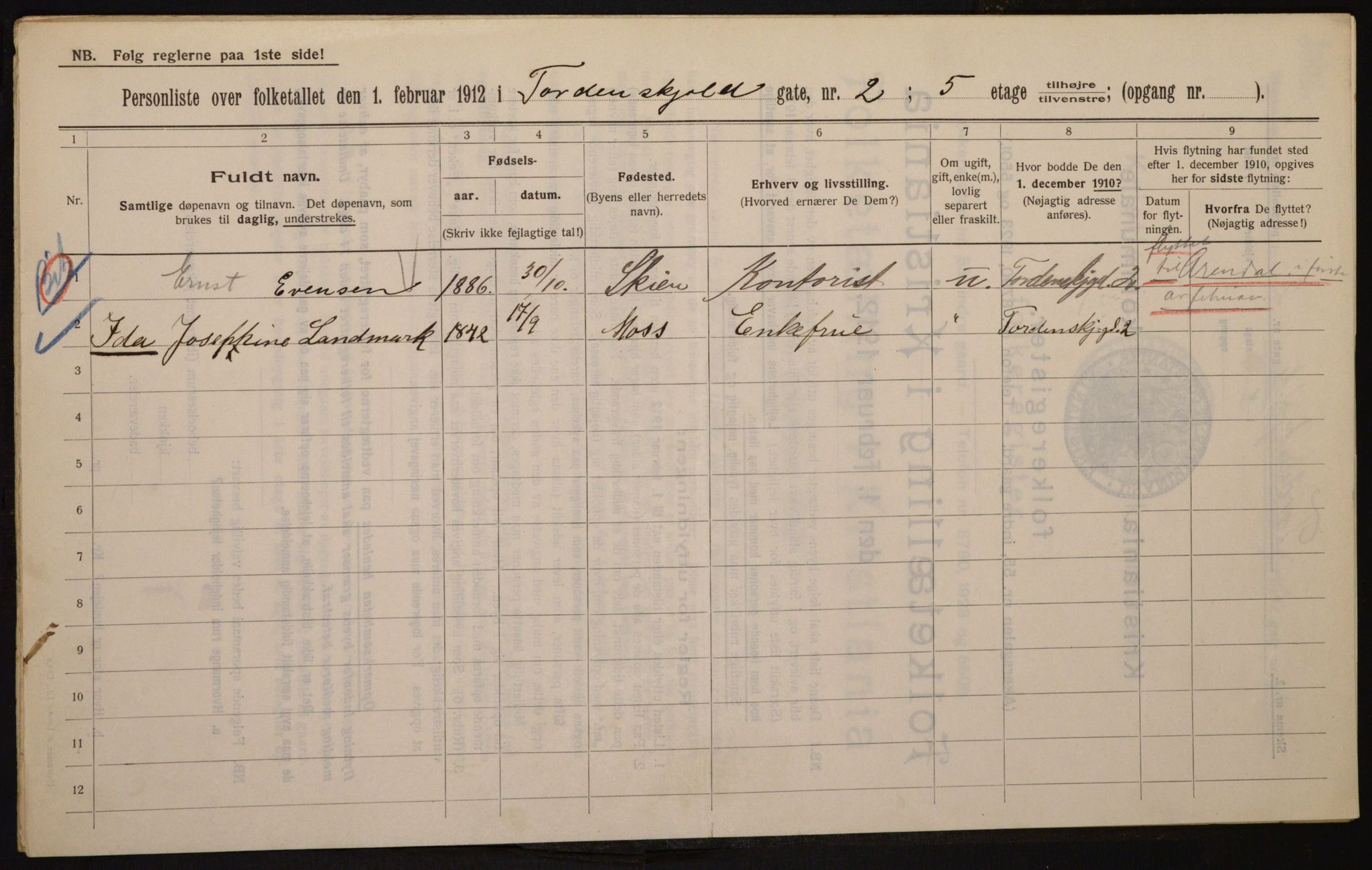 OBA, Municipal Census 1912 for Kristiania, 1912, p. 113704
