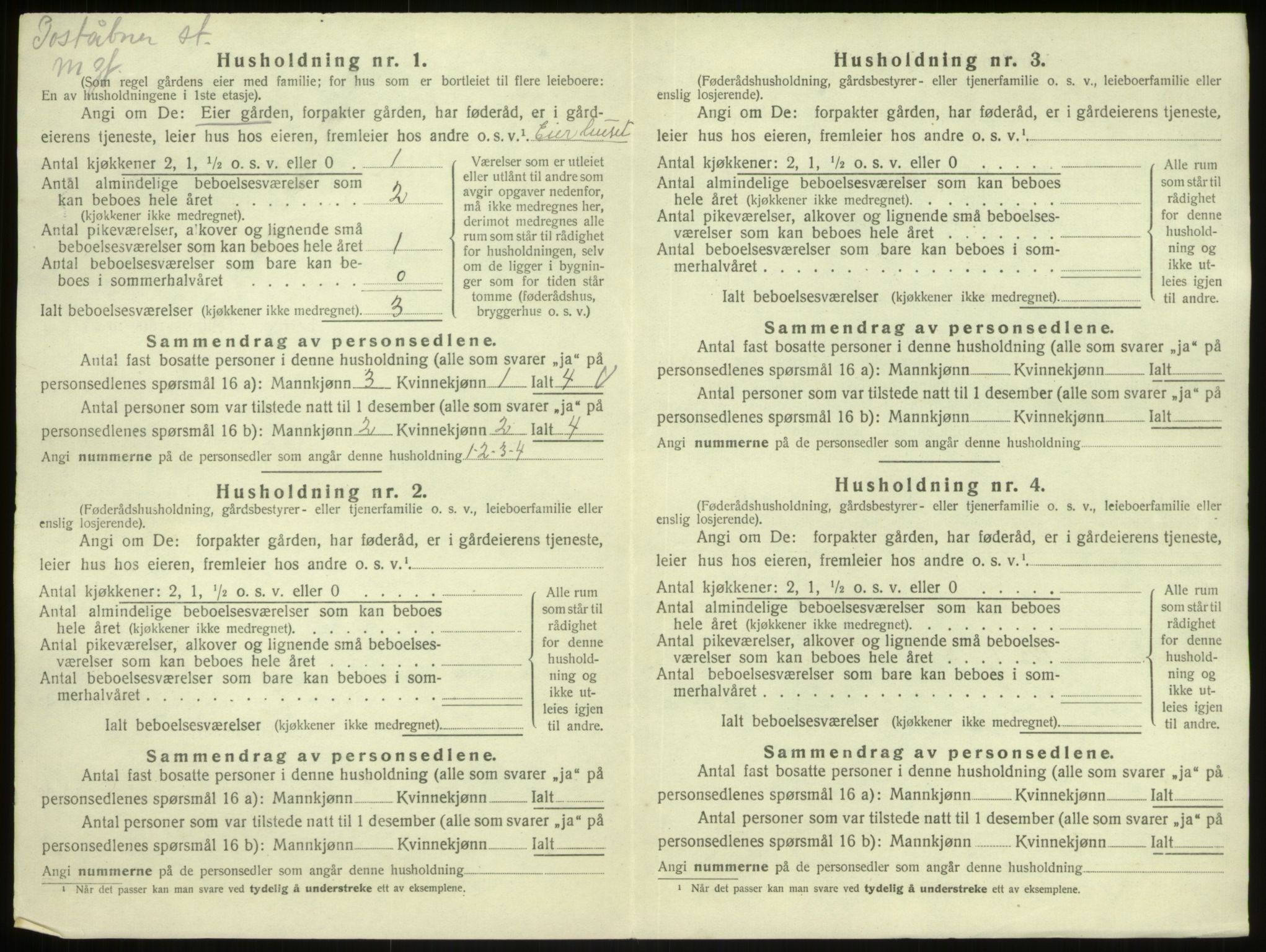 SAB, 1920 census for Austrheim, 1920, p. 419