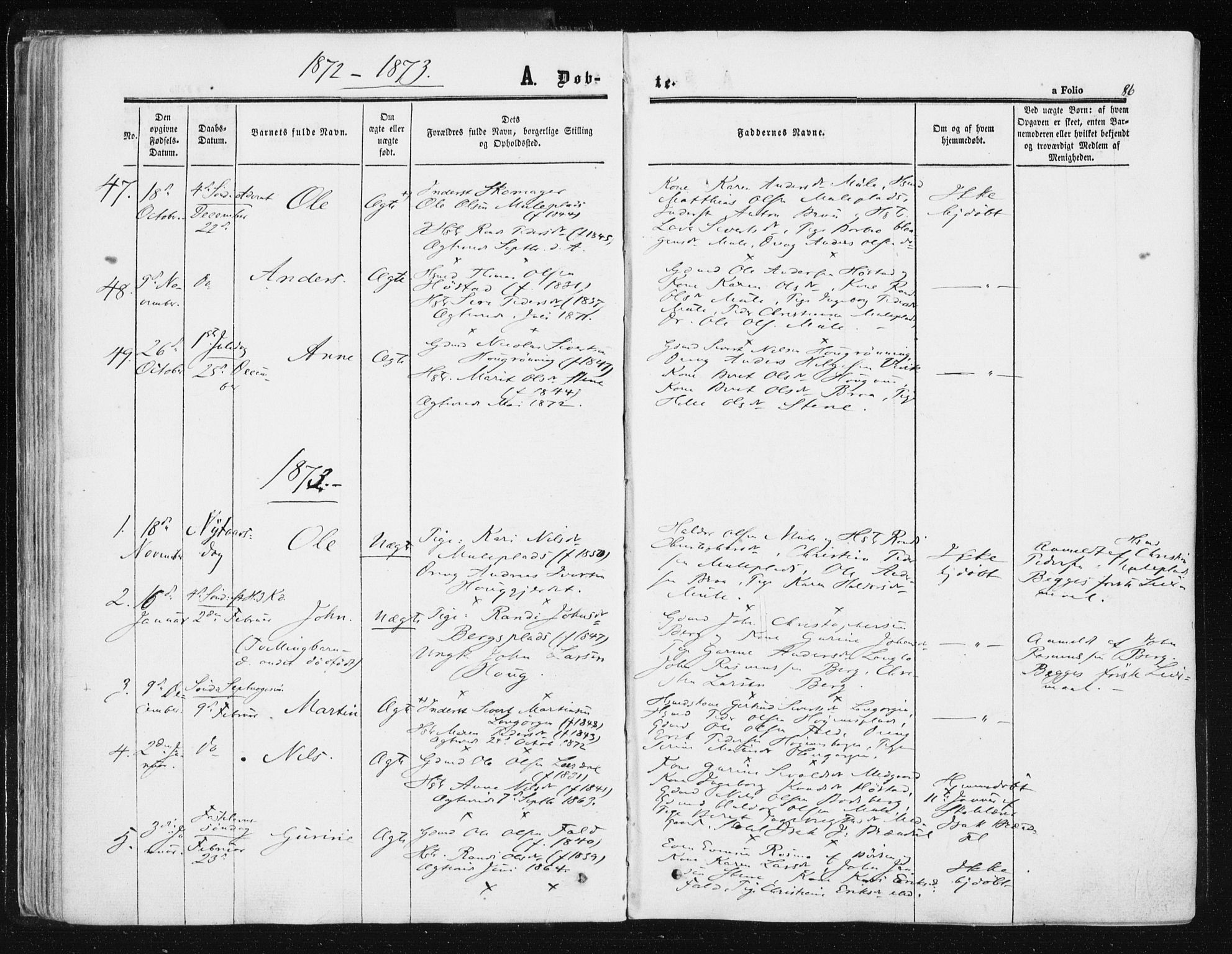 Ministerialprotokoller, klokkerbøker og fødselsregistre - Sør-Trøndelag, SAT/A-1456/612/L0377: Parish register (official) no. 612A09, 1859-1877, p. 86