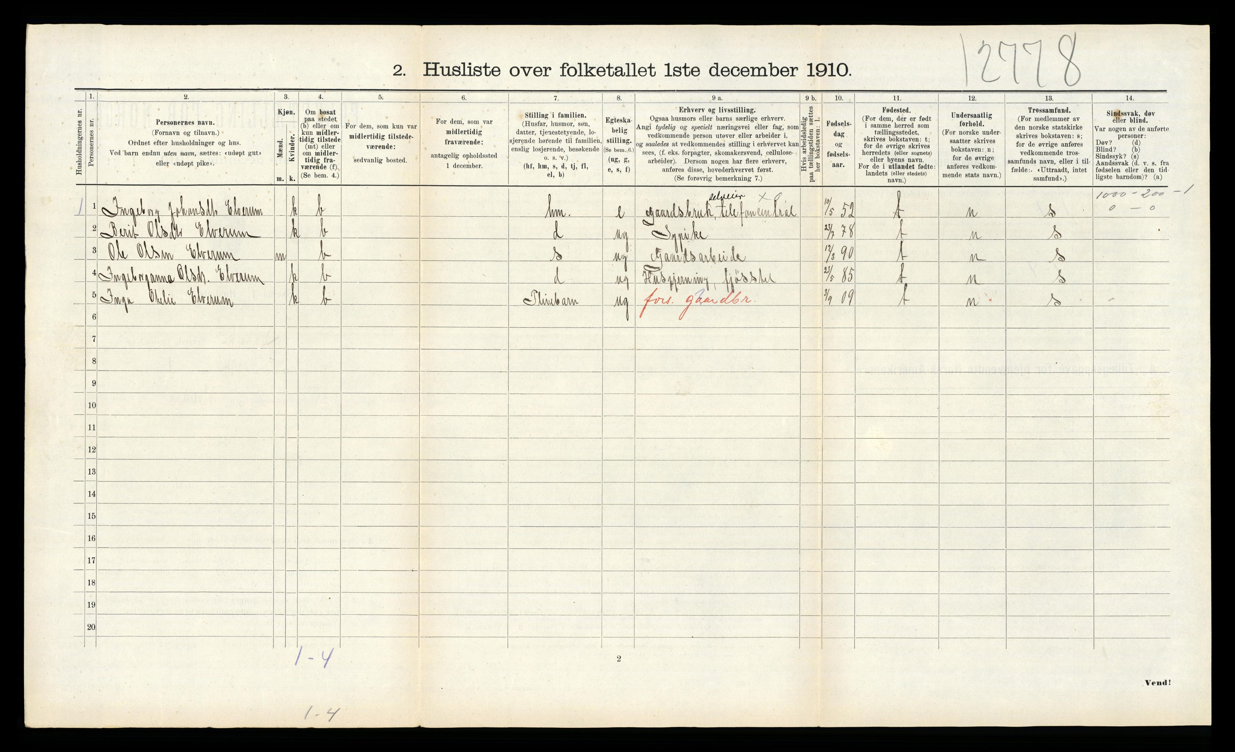 RA, 1910 census for Lånke, 1910, p. 465