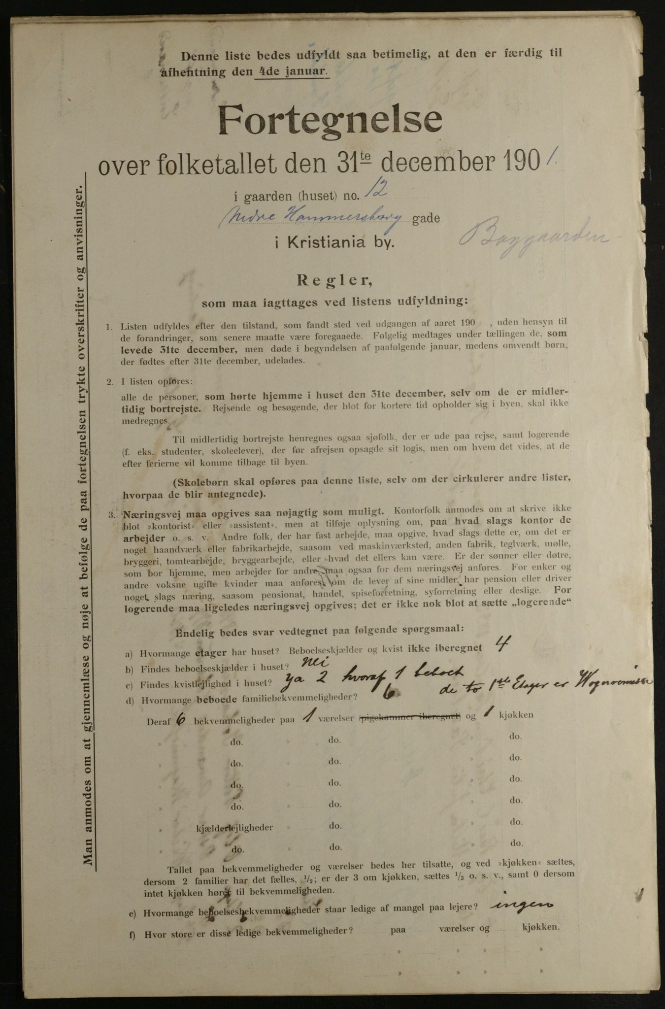 OBA, Municipal Census 1901 for Kristiania, 1901, p. 10643