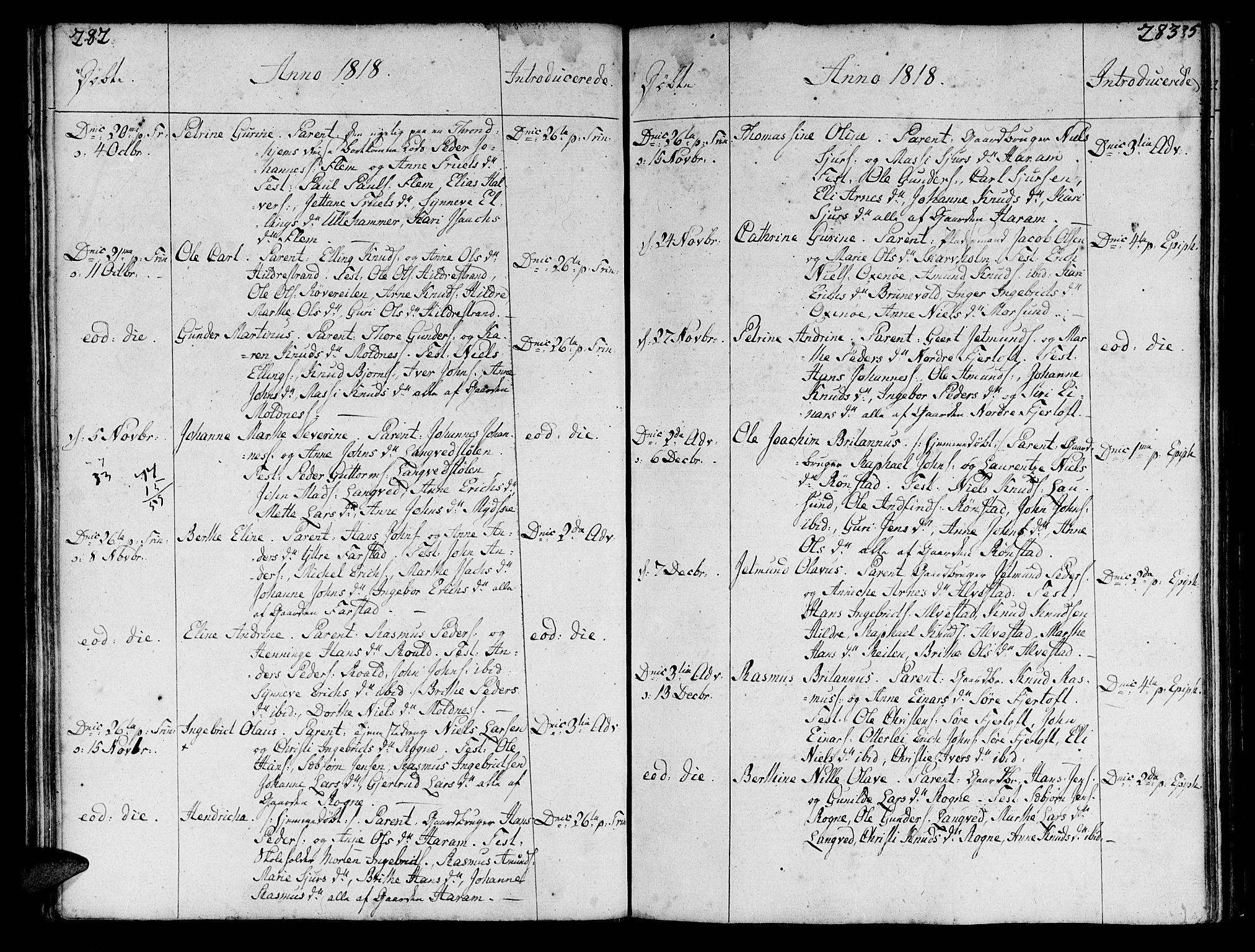 Ministerialprotokoller, klokkerbøker og fødselsregistre - Møre og Romsdal, AV/SAT-A-1454/536/L0494: Parish register (official) no. 536A03, 1803-1836, p. 282-283