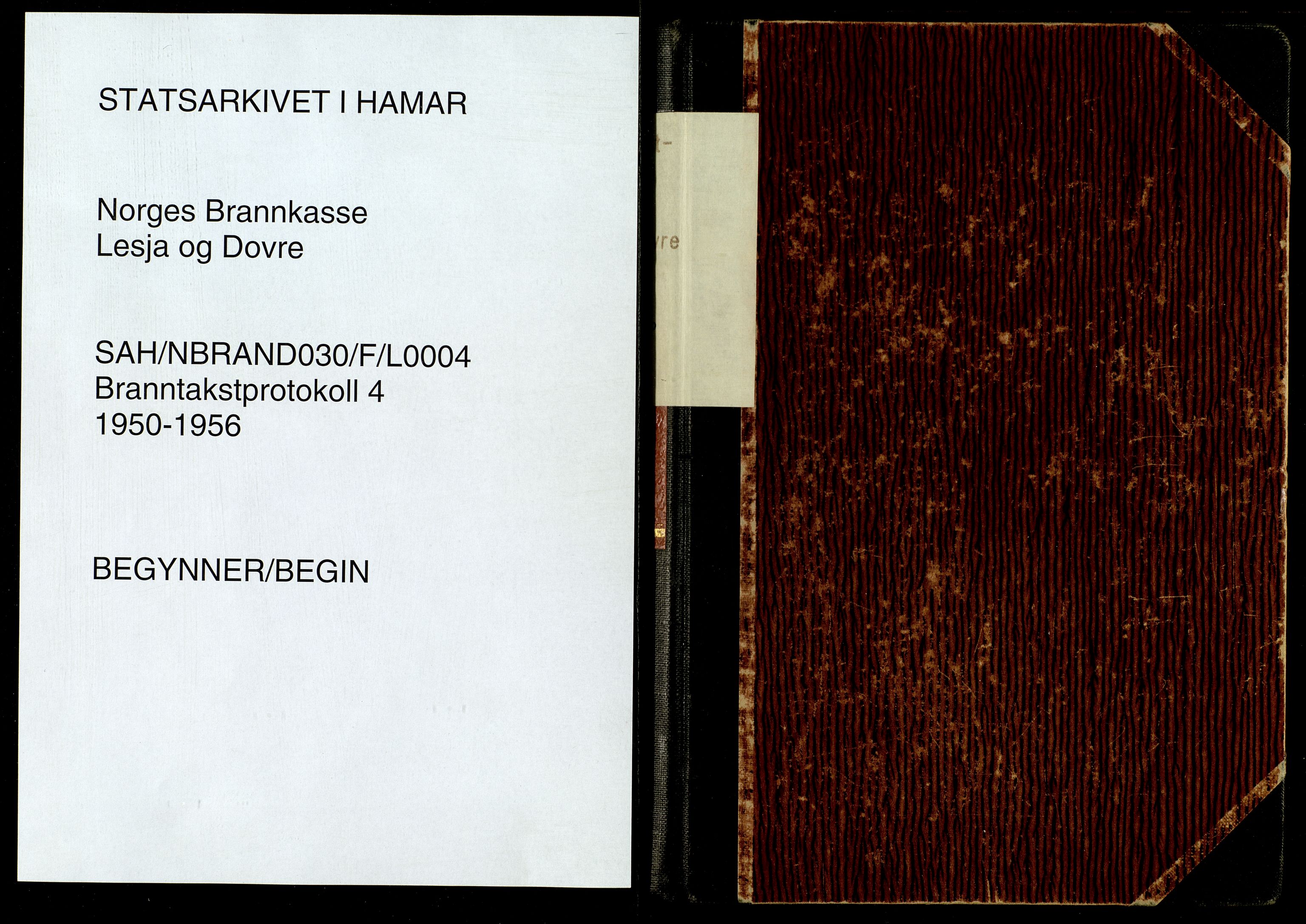 Norges Brannkasse, Lesja og Dovre, AV/SAH-NBRAND-030/F/L0004: Branntakstprotokoll, 1950-1956