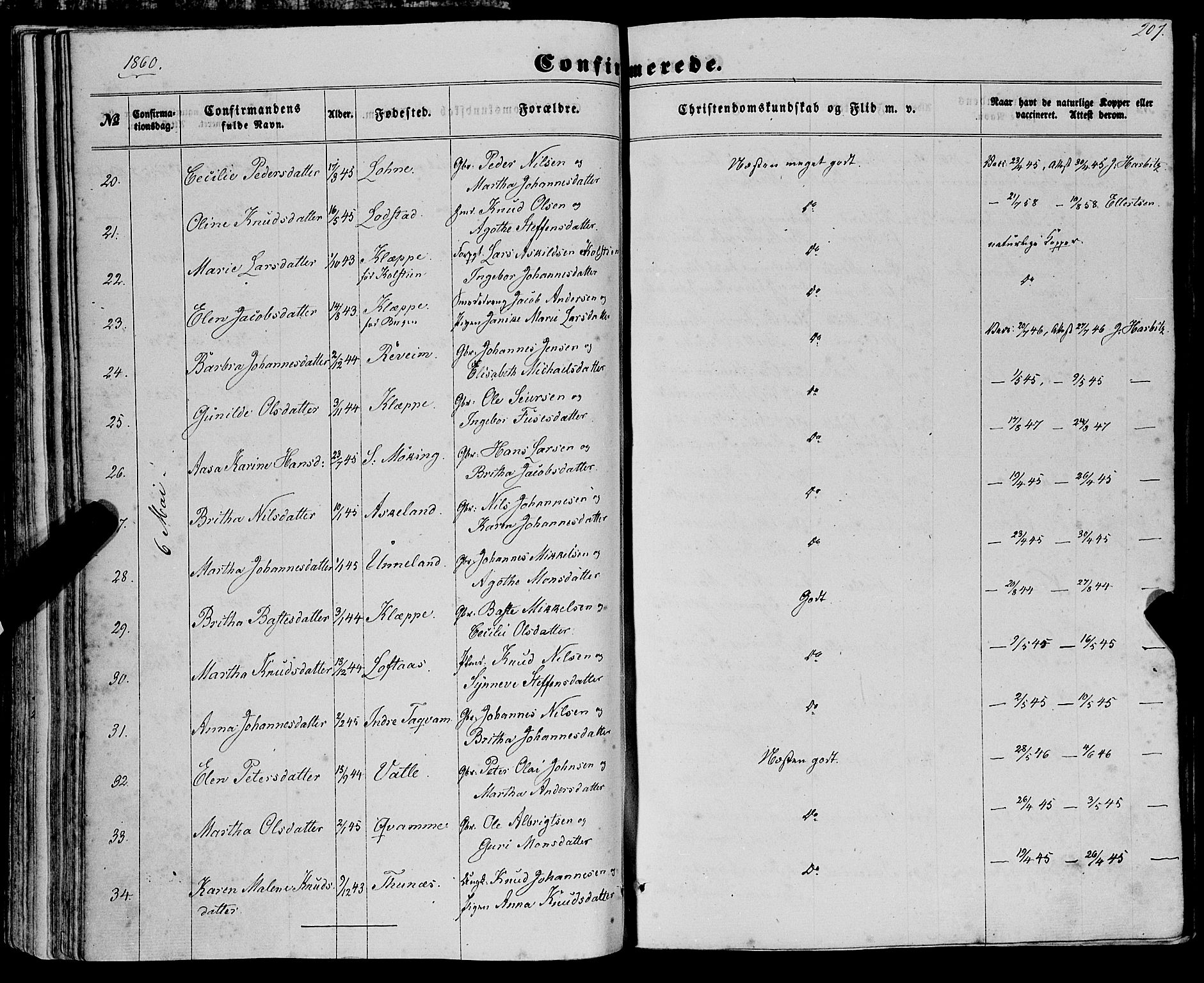 Haus sokneprestembete, AV/SAB-A-75601/H/Haa: Parish register (official) no. A 17, 1858-1870, p. 207