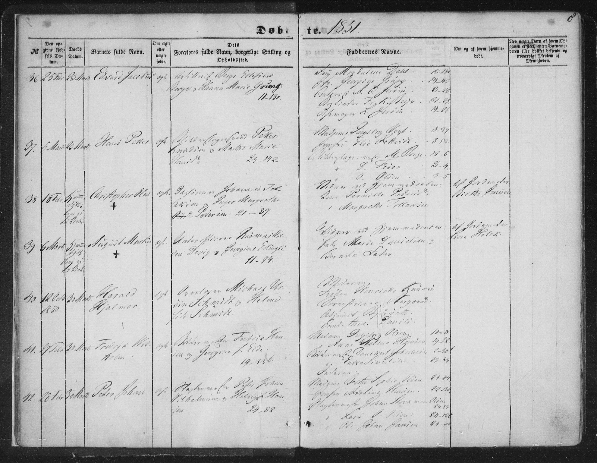 Korskirken sokneprestembete, AV/SAB-A-76101/H/Haa/L0017: Parish register (official) no. B 3, 1851-1857, p. 8