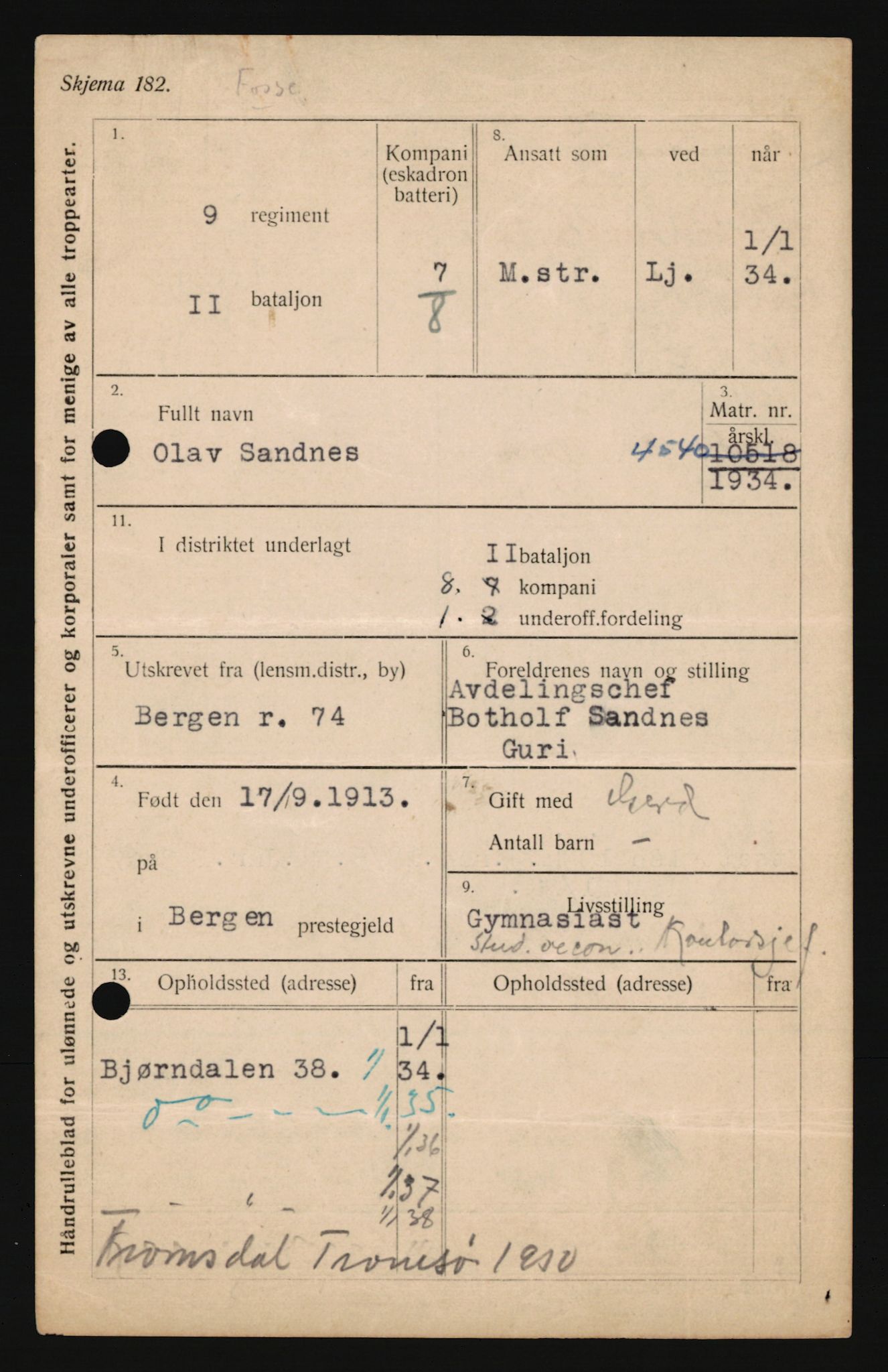 Forsvaret, Troms infanteriregiment nr. 16, AV/RA-RAFA-3146/P/Pa/L0018: Rulleblad for regimentets menige mannskaper, årsklasse 1934, 1934, p. 1119