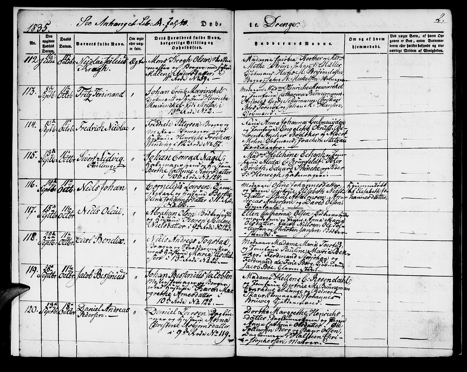 Domkirken sokneprestembete, SAB/A-74801/H/Haa/L0015: Parish register (official) no. A 14, 1835-1840, p. 2