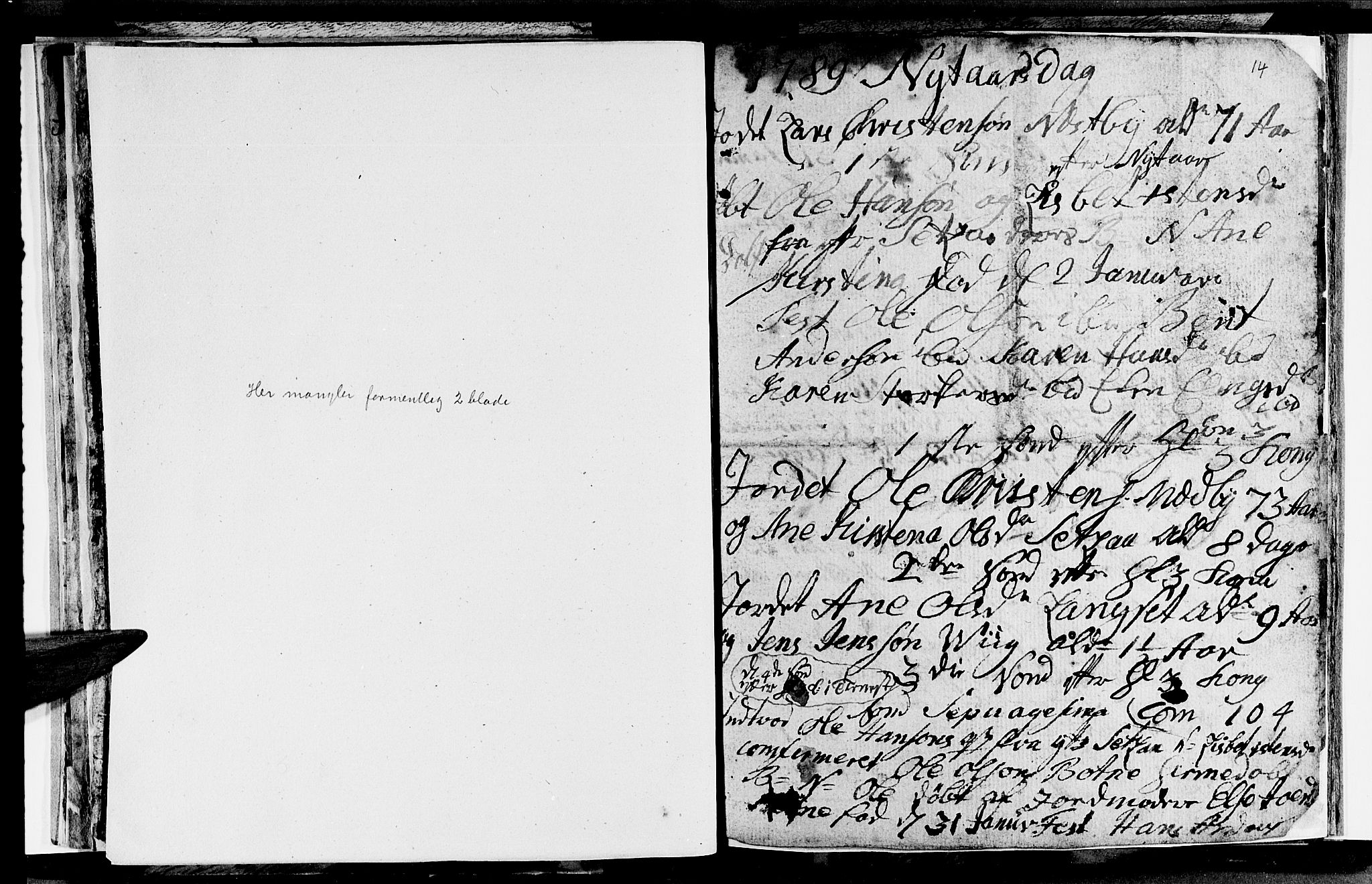 Ministerialprotokoller, klokkerbøker og fødselsregistre - Nordland, AV/SAT-A-1459/847/L0673: Parish register (copy) no. 847C01, 1786-1791, p. 14