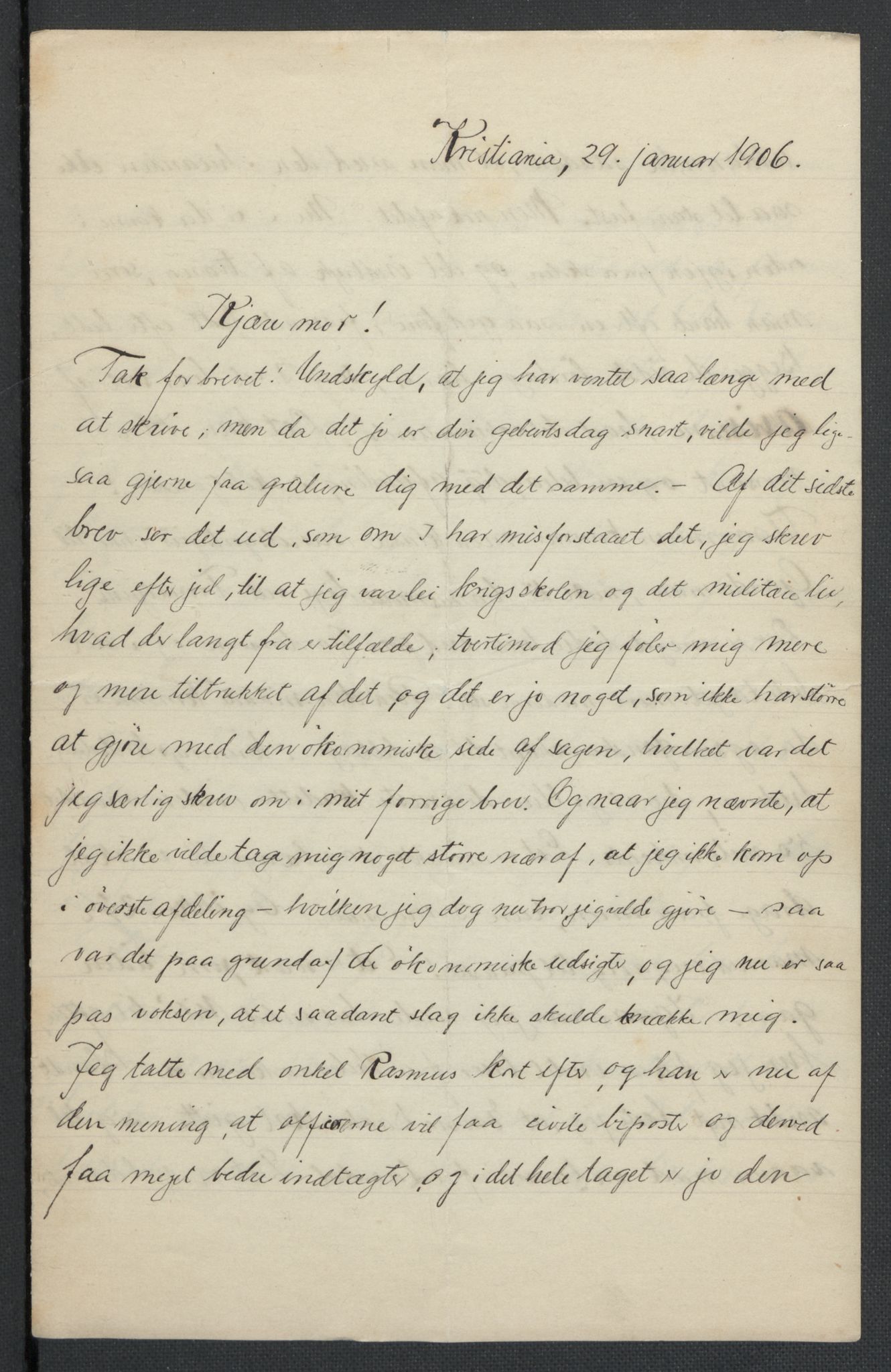 Quisling, Vidkun, AV/RA-PA-0750/K/L0001: Brev til og fra Vidkun Quisling samt til og fra andre medlemmer av familien Quisling, samt Vidkun Quislings karakterbøker, 1894-1929, p. 64