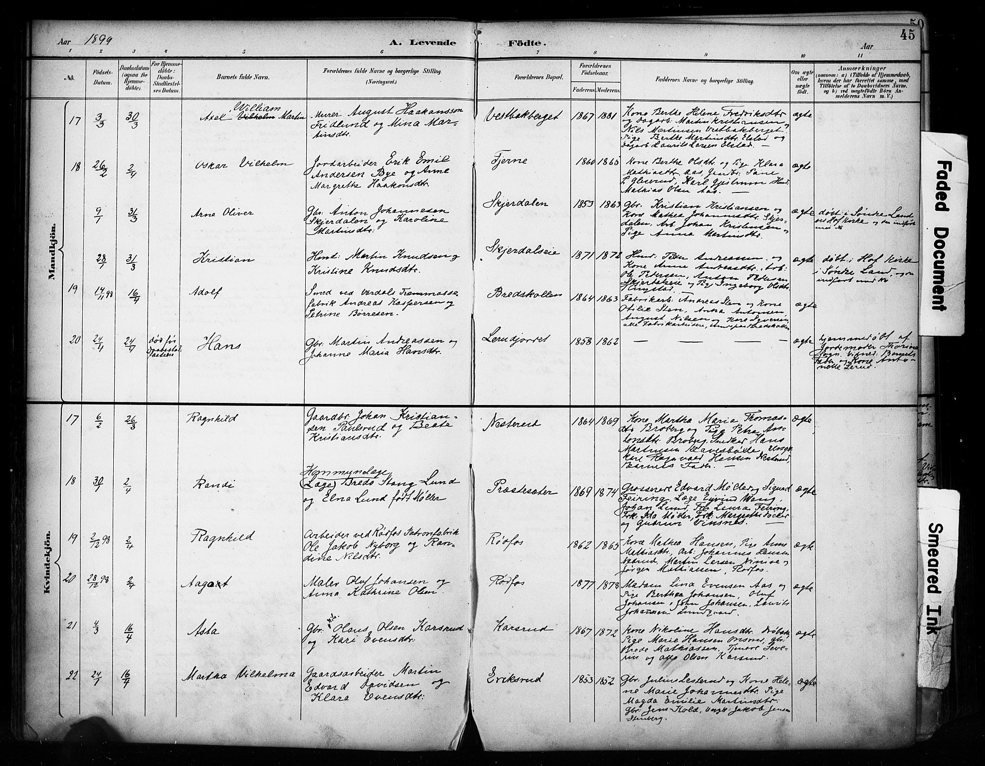 Vestre Toten prestekontor, AV/SAH-PREST-108/H/Ha/Haa/L0011: Parish register (official) no. 11, 1895-1906, p. 45