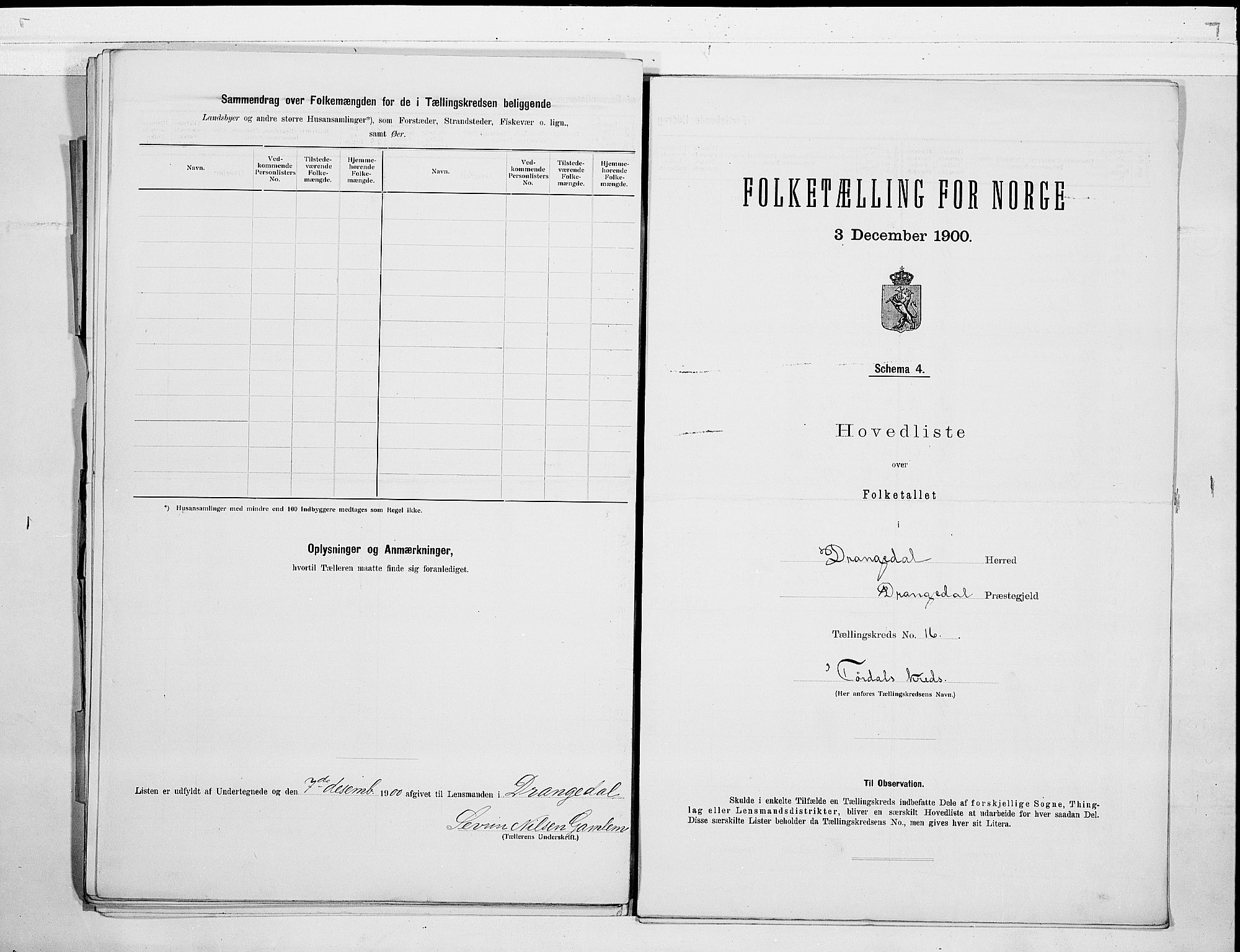 SAKO, 1900 census for Drangedal, 1900, p. 36