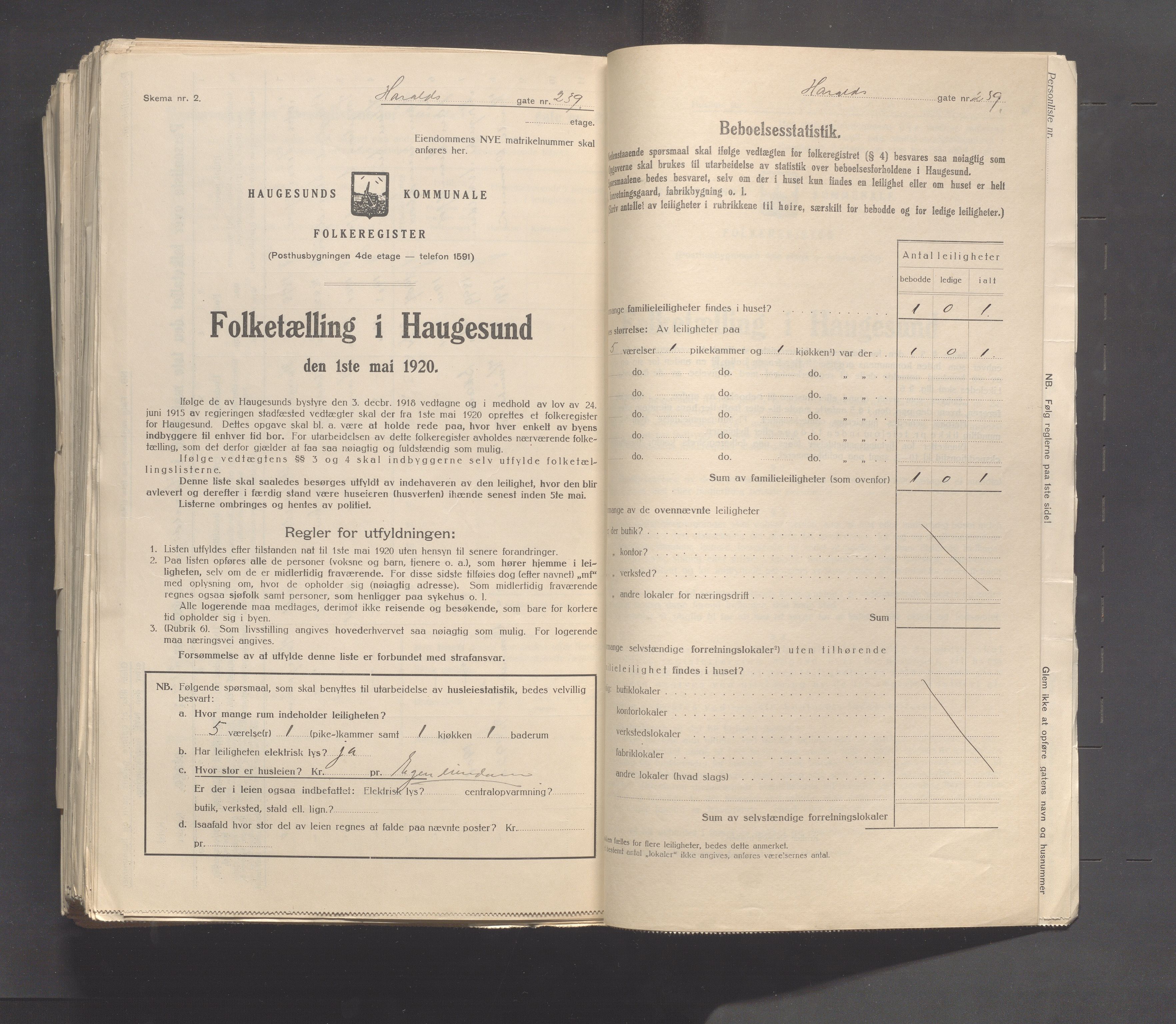 IKAR, Local census 1.5.1920 for Haugesund, 1920, p. 2088