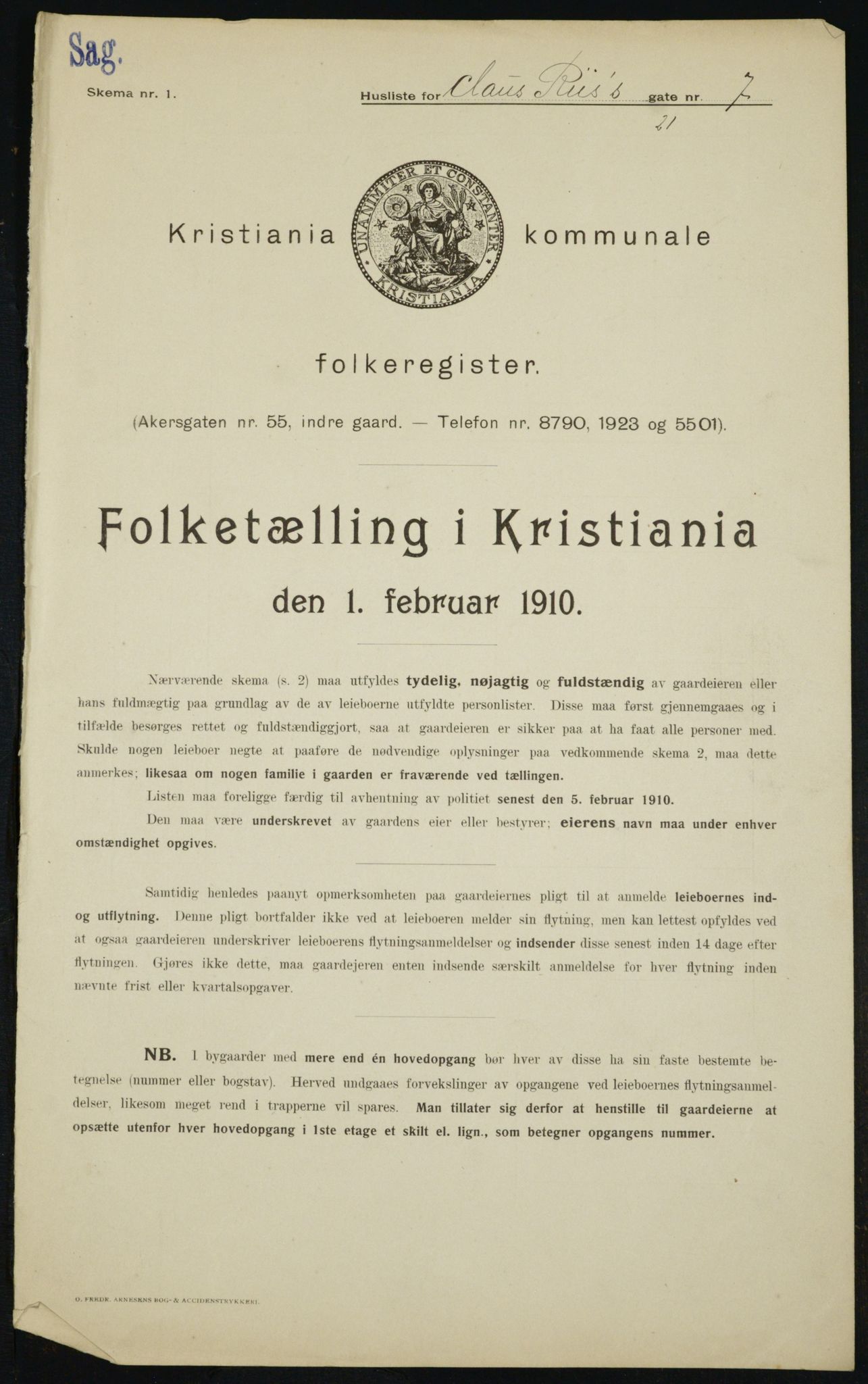 OBA, Municipal Census 1910 for Kristiania, 1910, p. 12200