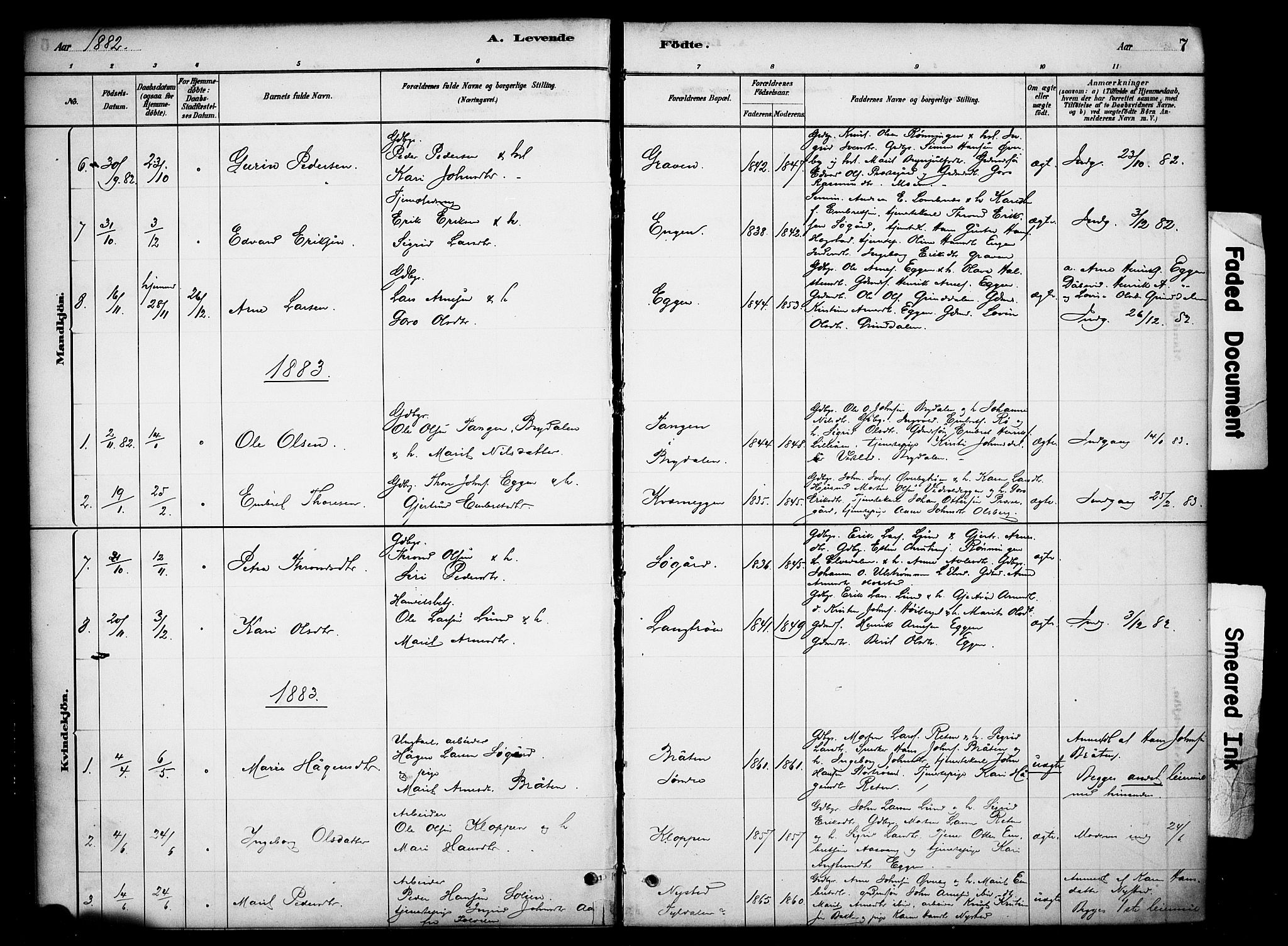 Tynset prestekontor, SAH/PREST-058/H/Ha/Haa/L0023: Parish register (official) no. 23, 1880-1901, p. 7