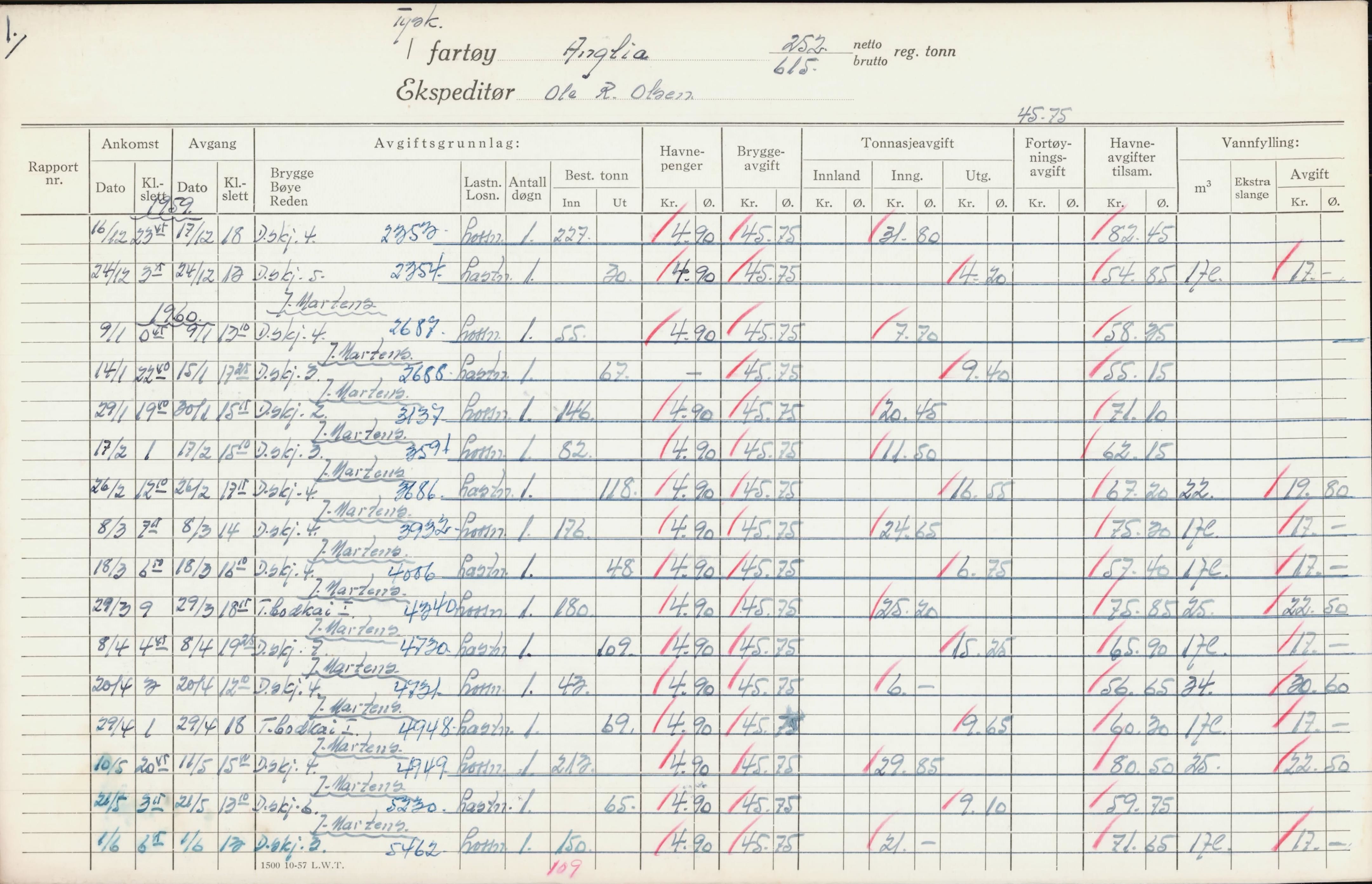 Bergen kommune. Havnekontor/havnefogd, BBA/A-0742/H/Ha/Hac/L0003: Skipsregister Angeliki H-Arroi, 1941-1975