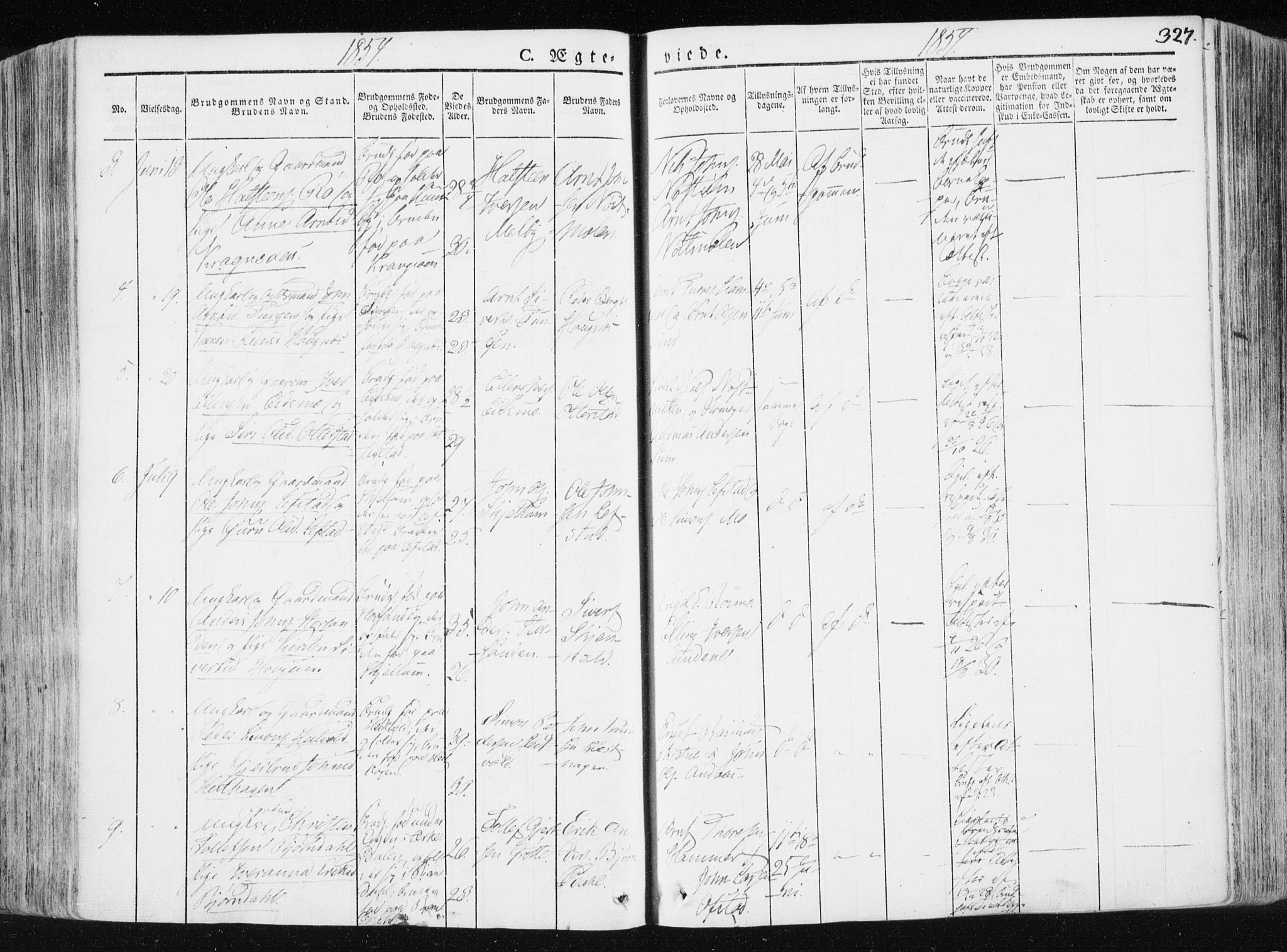 Ministerialprotokoller, klokkerbøker og fødselsregistre - Sør-Trøndelag, SAT/A-1456/665/L0771: Parish register (official) no. 665A06, 1830-1856, p. 327