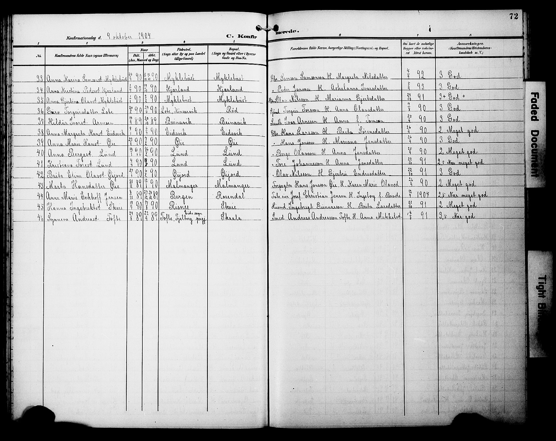 Kvinnherad sokneprestembete, SAB/A-76401/H/Hab: Parish register (copy) no. A 2A, 1901-1911, p. 72