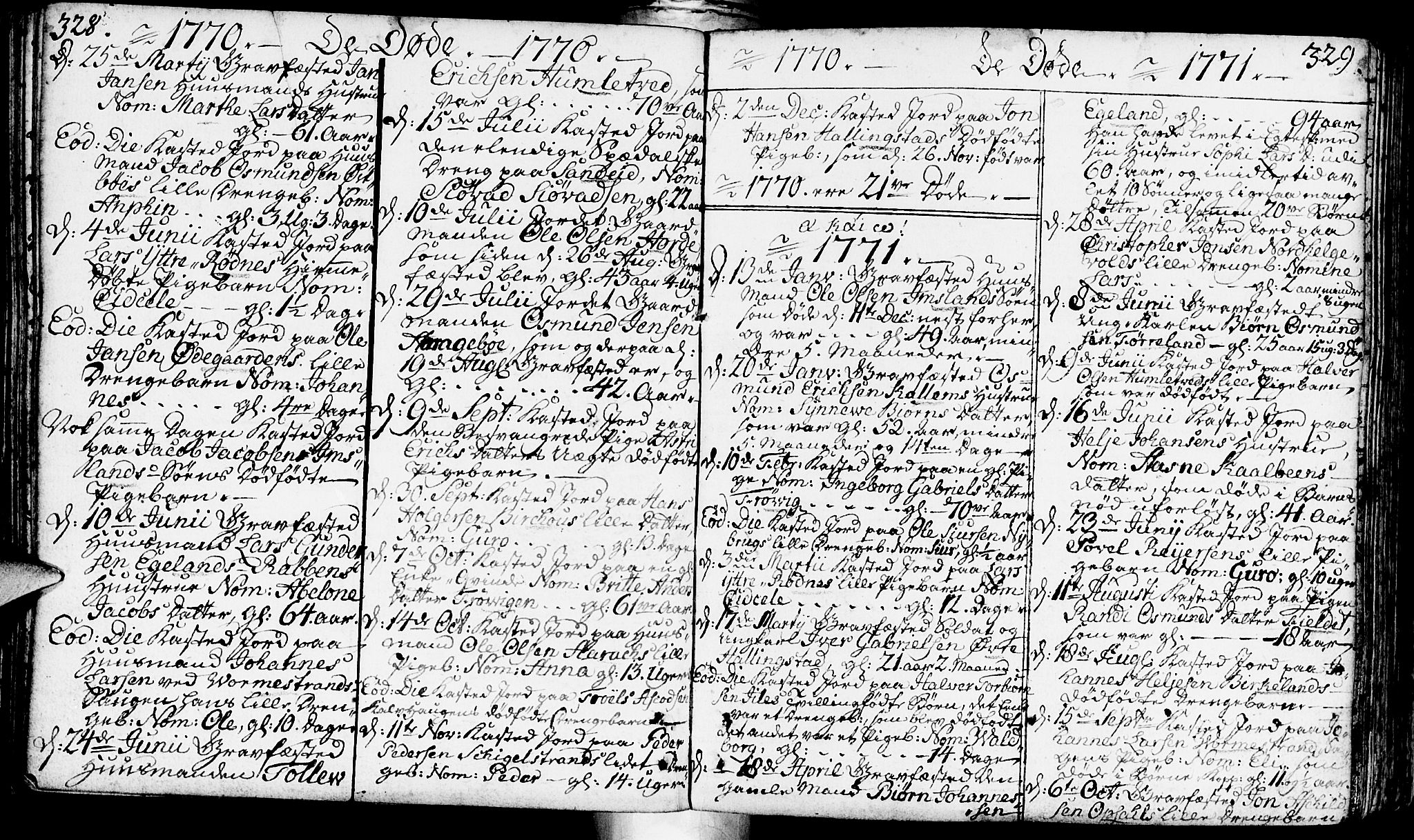 Vikedal sokneprestkontor, SAST/A-101840/01/IV: Parish register (official) no. A 1, 1737-1778, p. 328-329