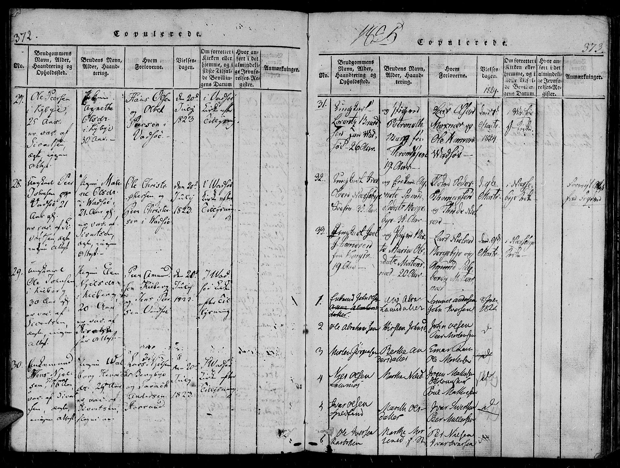 Vadsø sokneprestkontor, SATØ/S-1325/H/Ha/L0003kirke: Parish register (official) no. 3 /1, 1821-1839, p. 372-373