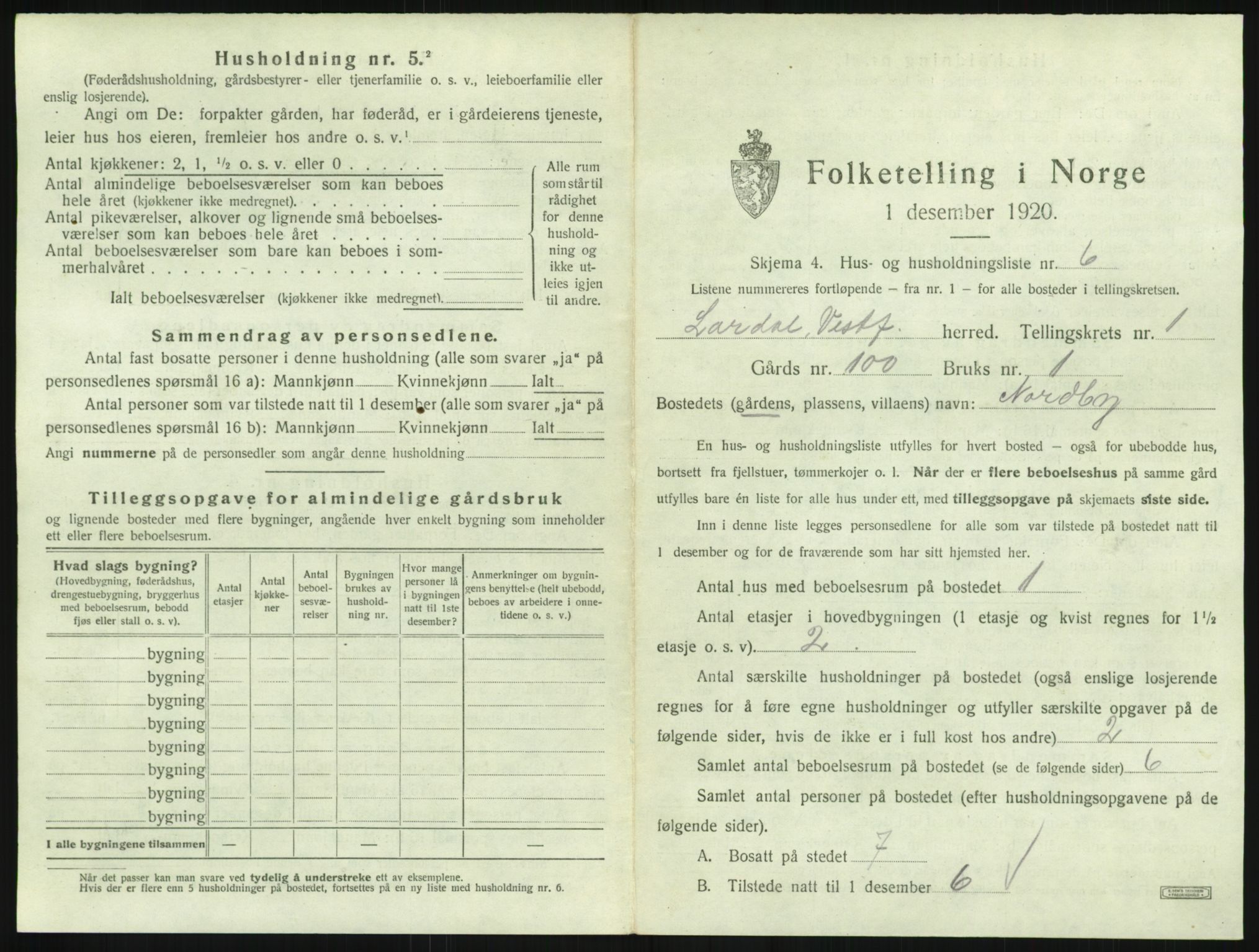 SAKO, 1920 census for Lardal, 1920, p. 49