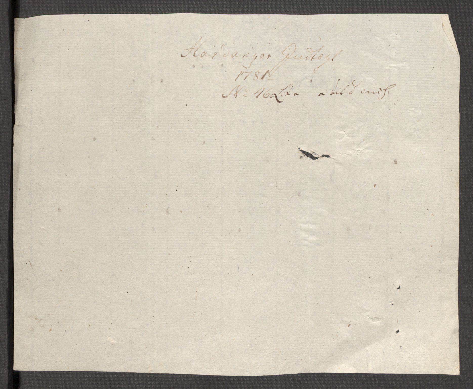 Rentekammeret inntil 1814, Reviderte regnskaper, Fogderegnskap, RA/EA-4092/R48/L3097: Fogderegnskap Sunnhordland og Hardanger, 1781, p. 313