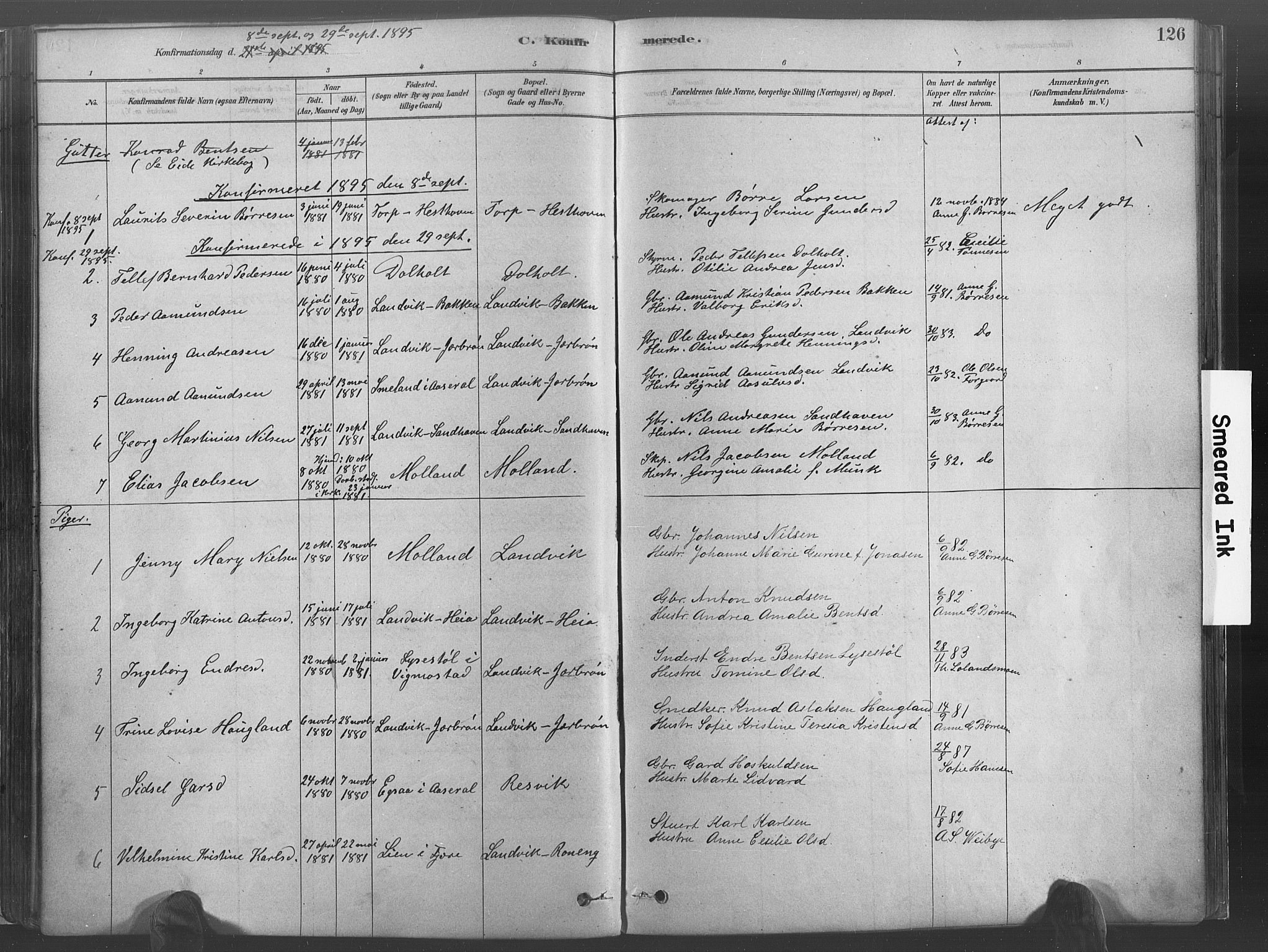 Hommedal sokneprestkontor, SAK/1111-0023/F/Fa/Fab/L0006: Parish register (official) no. A 6, 1878-1897, p. 126