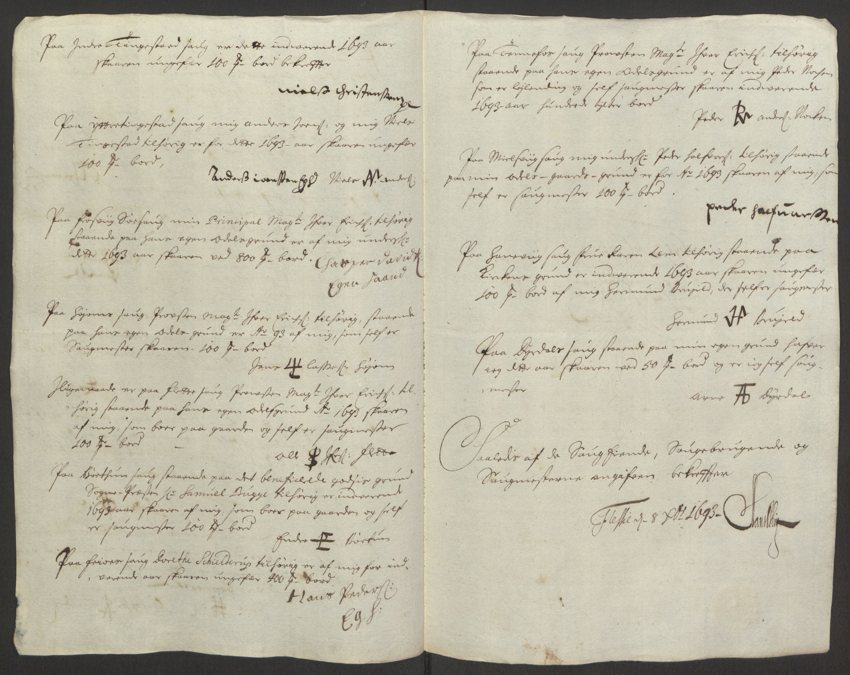 Rentekammeret inntil 1814, Reviderte regnskaper, Fogderegnskap, RA/EA-4092/R52/L3307: Fogderegnskap Sogn, 1693-1694, p. 218
