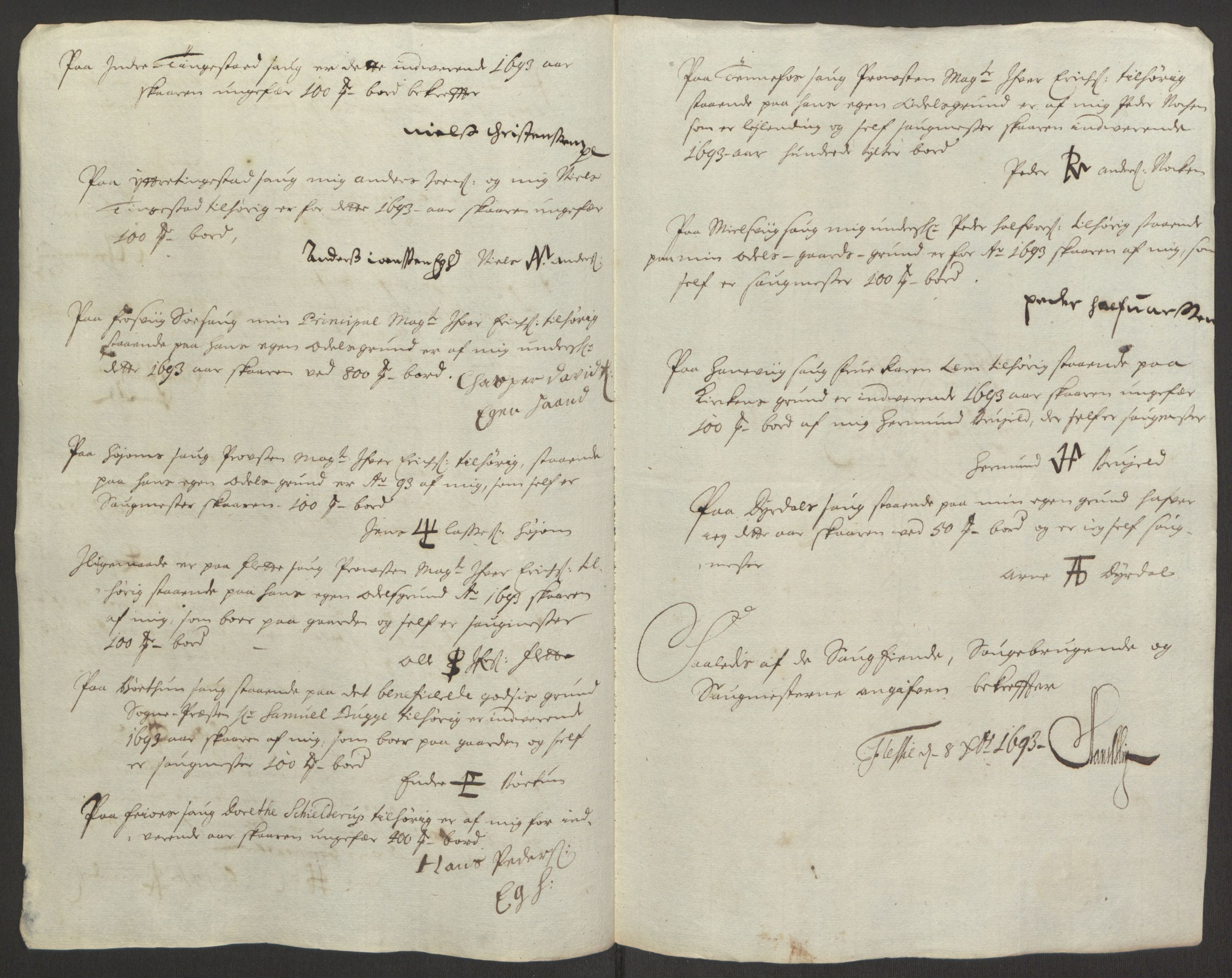 Rentekammeret inntil 1814, Reviderte regnskaper, Fogderegnskap, AV/RA-EA-4092/R52/L3307: Fogderegnskap Sogn, 1693-1694, p. 218