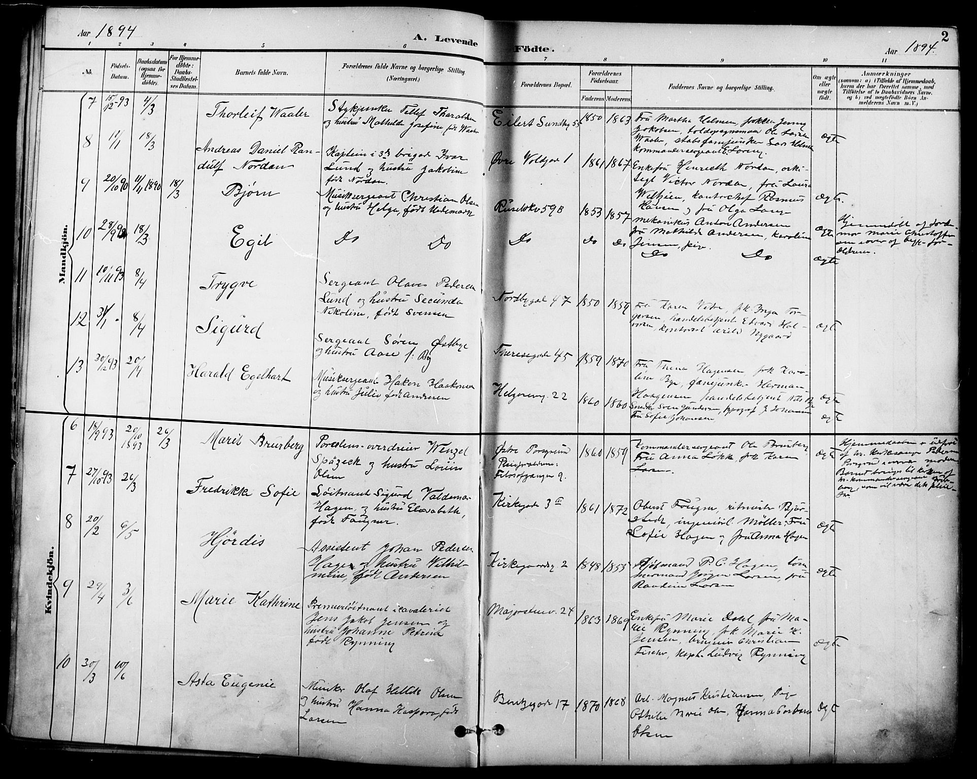 Garnisonsmenigheten Kirkebøker, SAO/A-10846/F/Fa/L0013: Parish register (official) no. 13, 1894-1904, p. 2