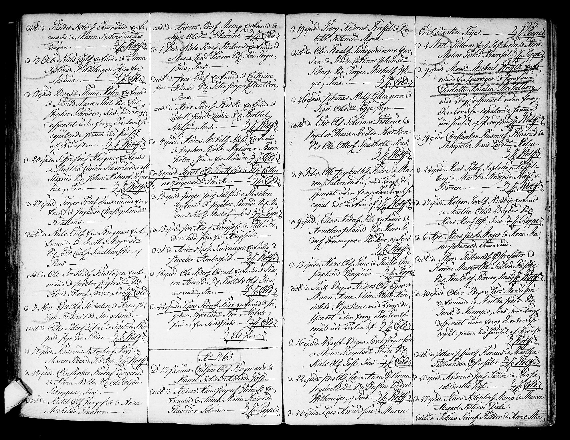Kongsberg kirkebøker, AV/SAKO-A-22/F/Fa/L0004: Parish register (official) no. I 4, 1756-1768, p. 293