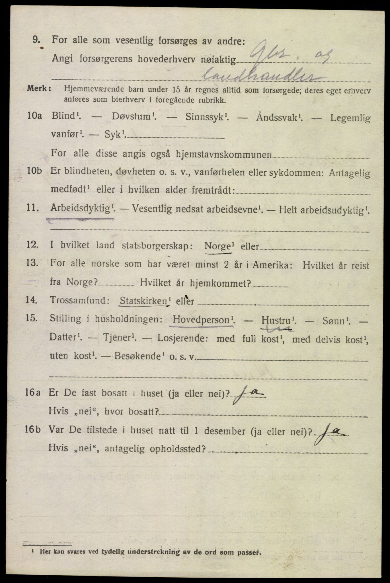 SAK, 1920 census for Spangereid, 1920, p. 2564