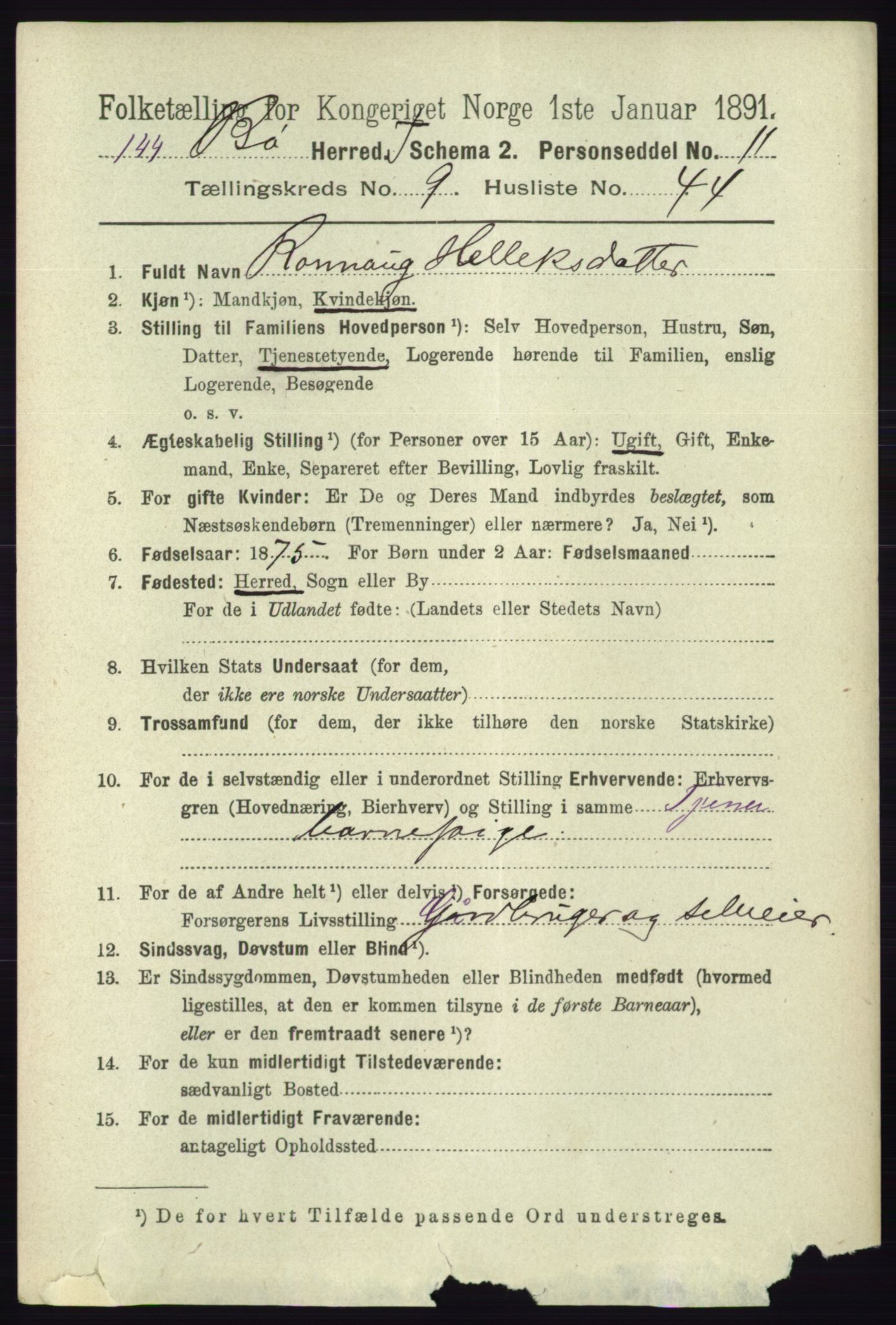 RA, 1891 census for 0821 Bø, 1891, p. 3158