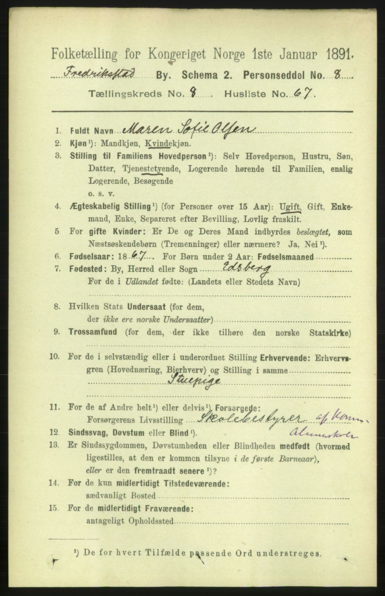 RA, 1891 census for 0103 Fredrikstad, 1891, p. 10266