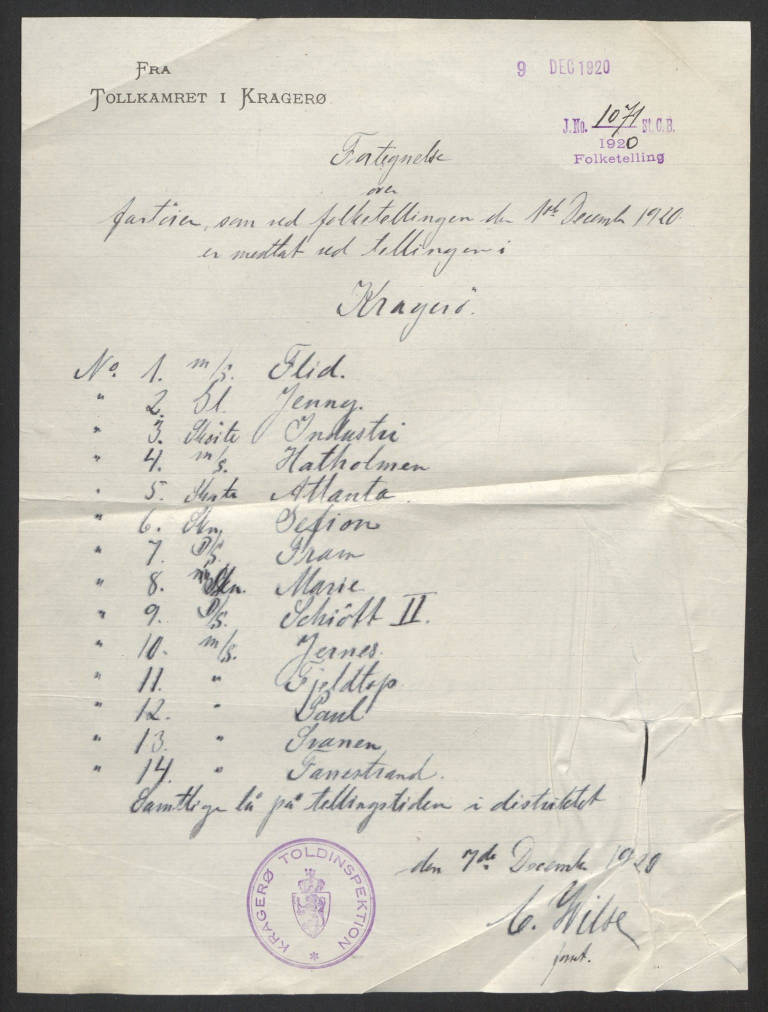 SAKO, 1920 census for Kragerø, 1920, p. 13895