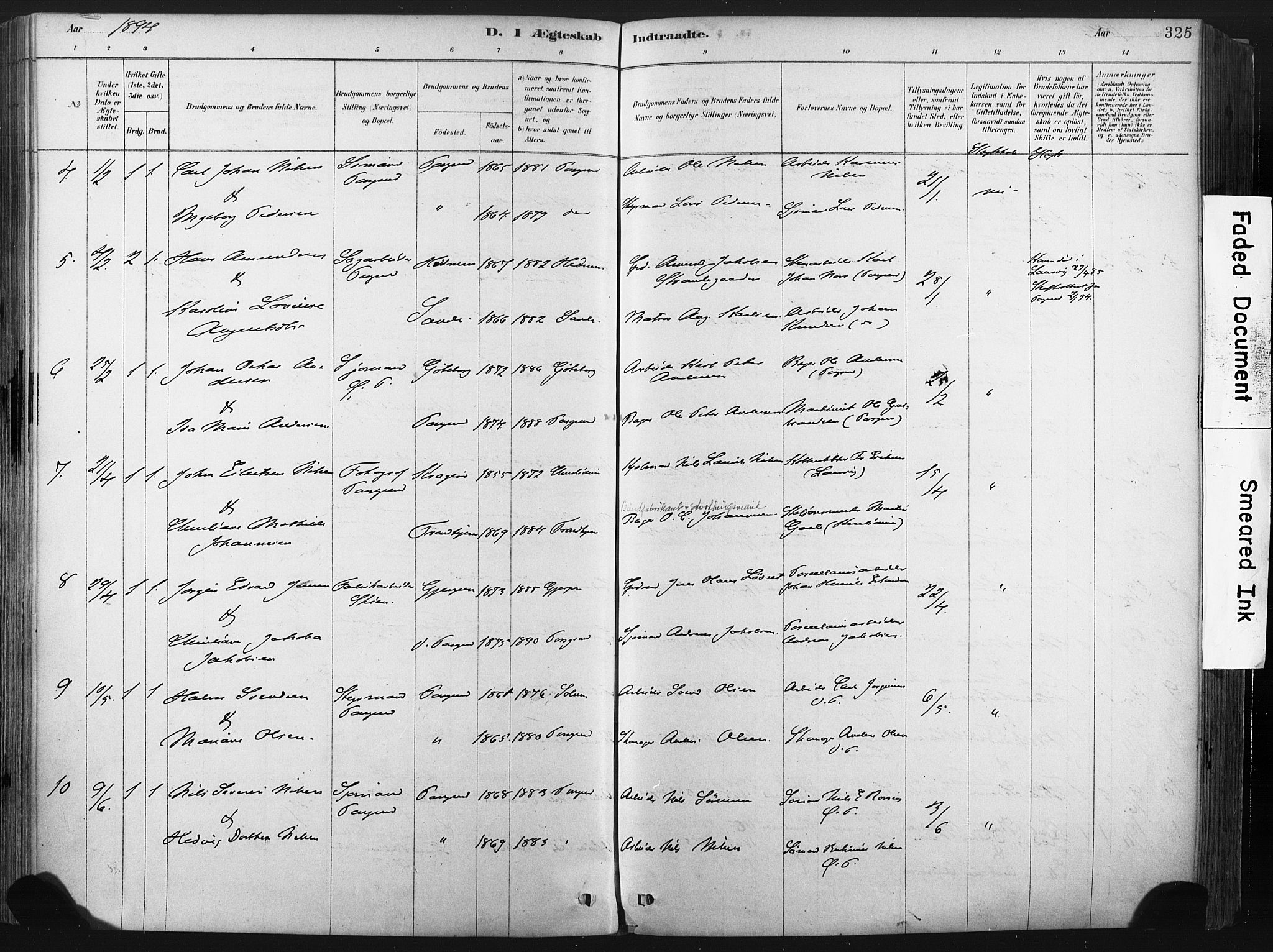 Porsgrunn kirkebøker , AV/SAKO-A-104/F/Fa/L0008: Parish register (official) no. 8, 1878-1895, p. 325