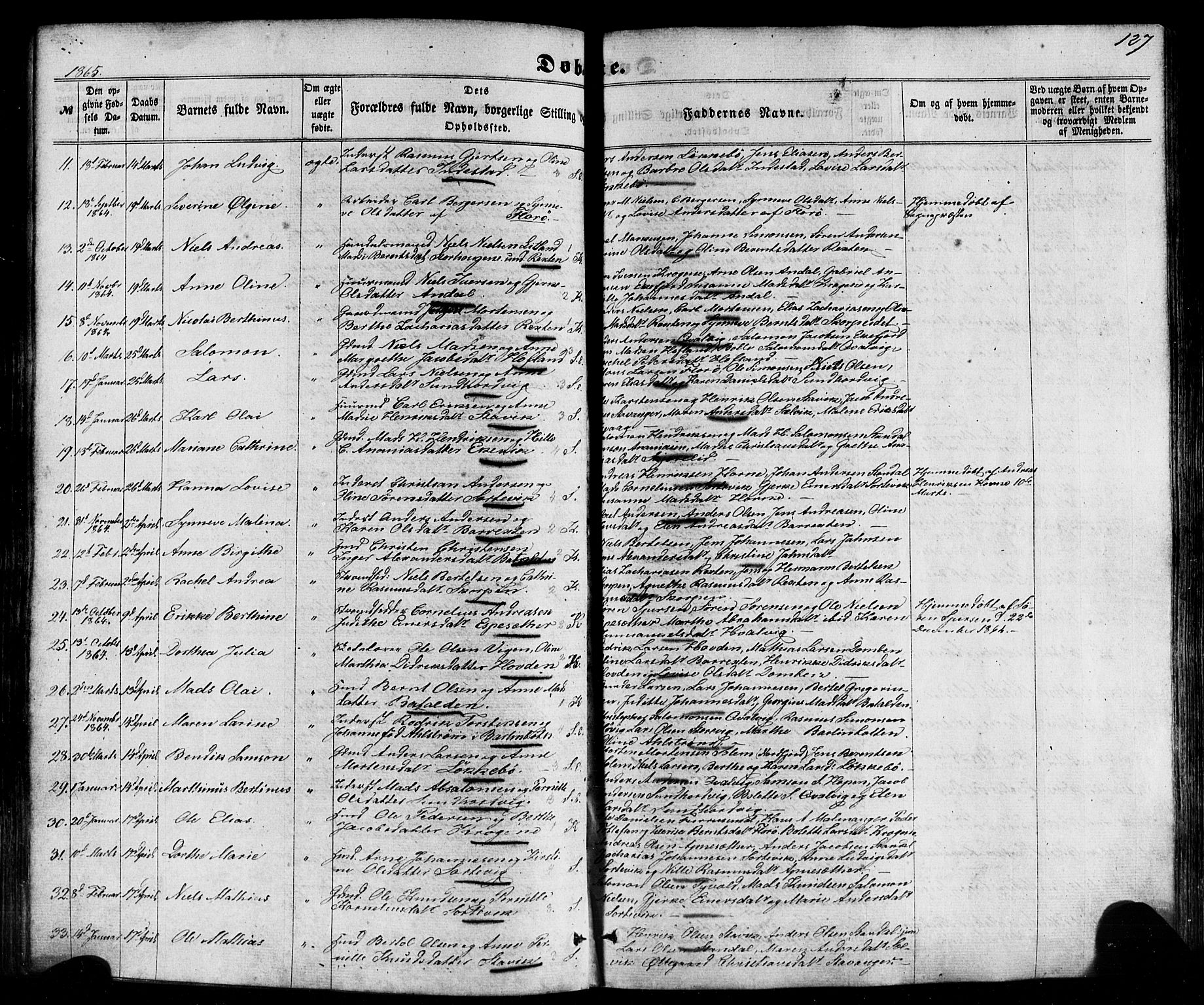 Kinn sokneprestembete, SAB/A-80801/H/Haa/Haaa/L0006: Parish register (official) no. A 6, 1857-1885, p. 127