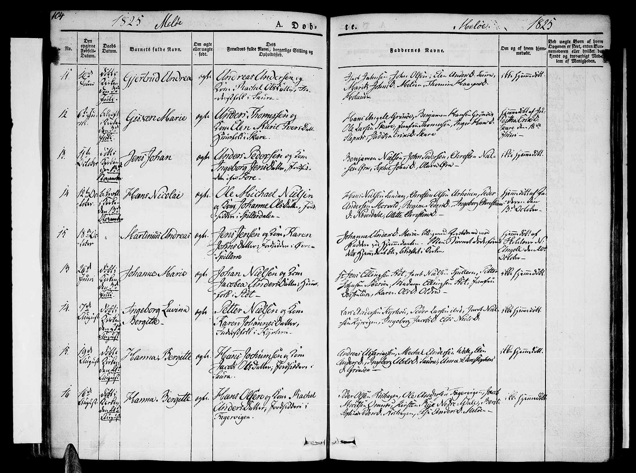 Ministerialprotokoller, klokkerbøker og fødselsregistre - Nordland, SAT/A-1459/841/L0598: Parish register (official) no. 841A06 /2, 1825-1844, p. 104