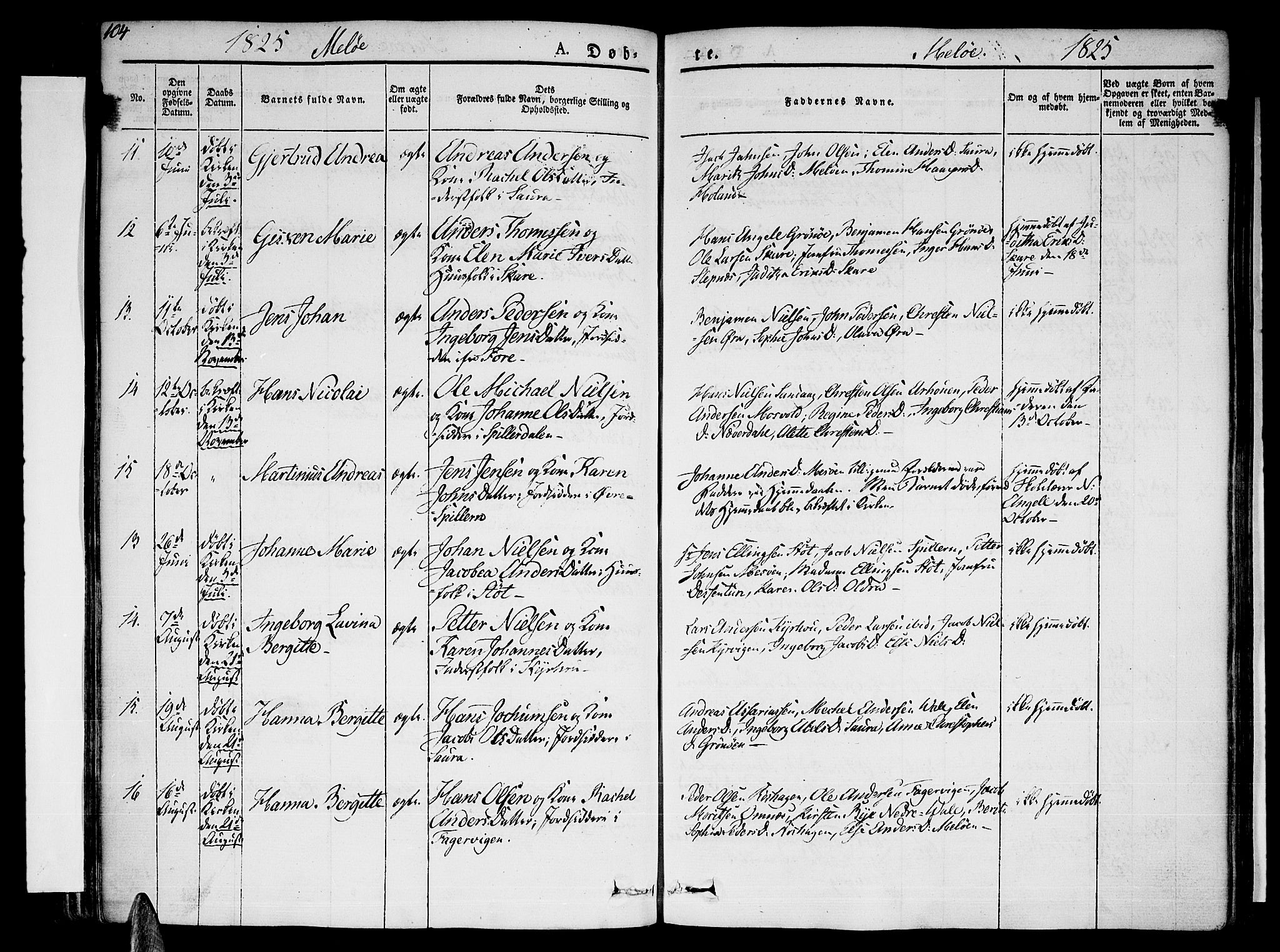 Ministerialprotokoller, klokkerbøker og fødselsregistre - Nordland, AV/SAT-A-1459/841/L0598: Parish register (official) no. 841A06 /2, 1825-1844, p. 104