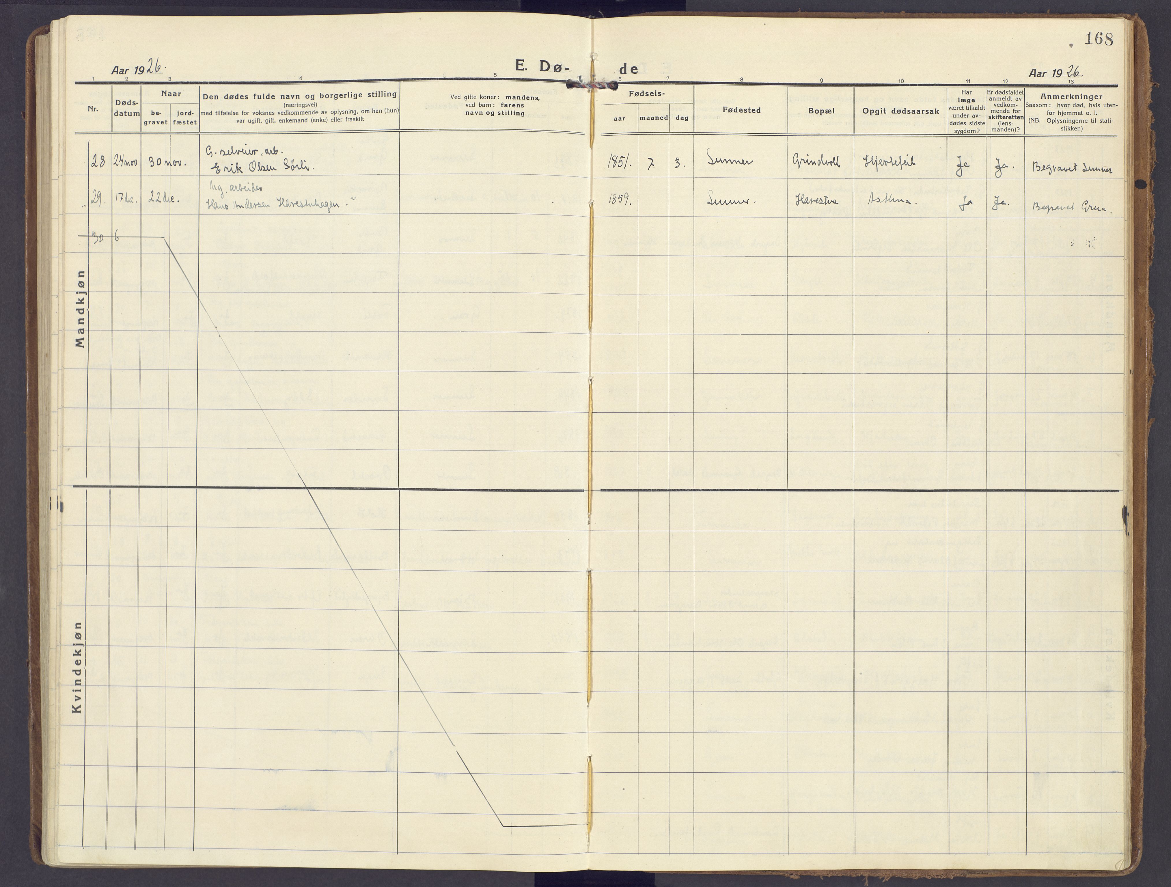 Lunner prestekontor, AV/SAH-PREST-118/H/Ha/Haa/L0002: Parish register (official) no. 2, 1922-1931, p. 168