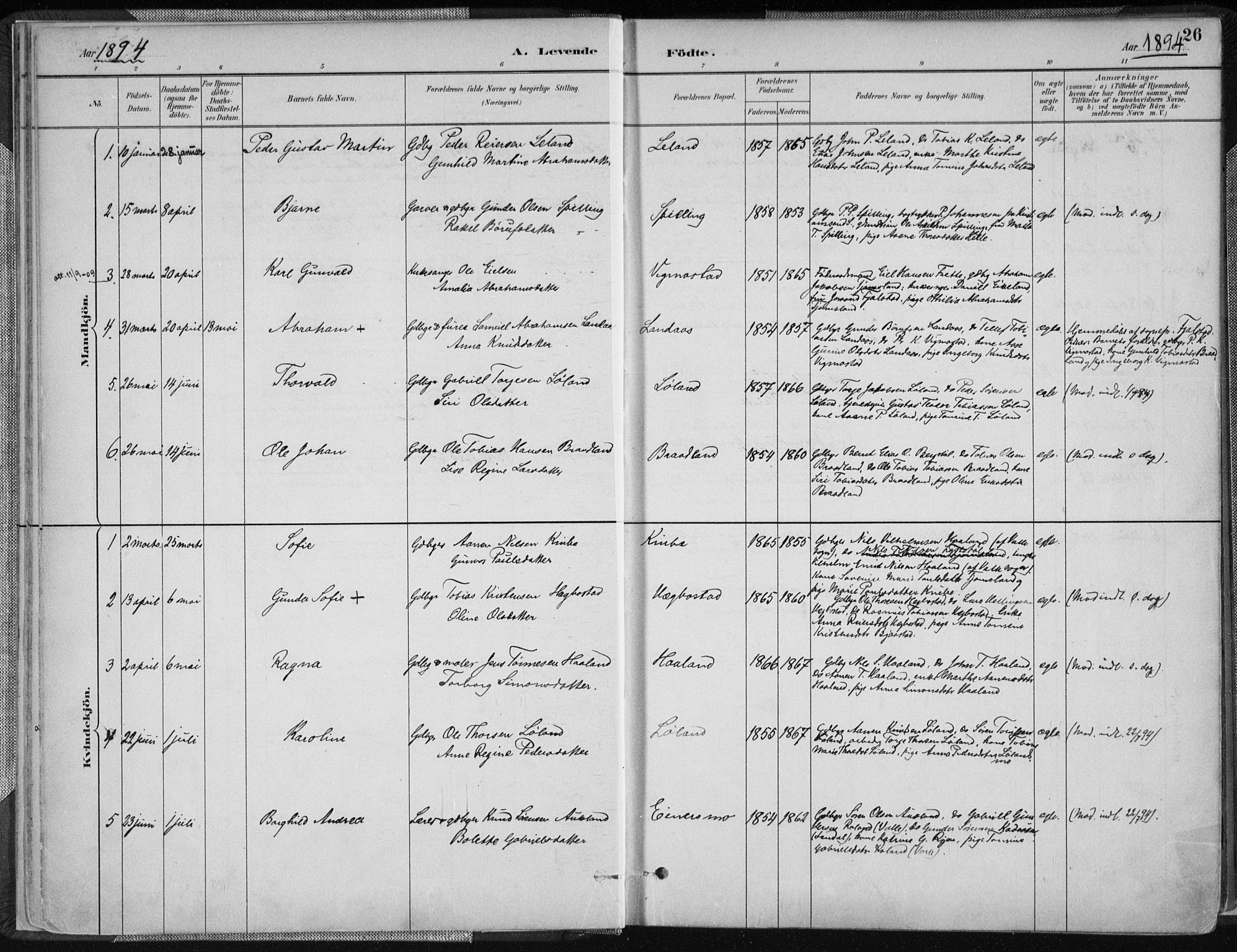 Nord-Audnedal sokneprestkontor, AV/SAK-1111-0032/F/Fa/Fab/L0003: Parish register (official) no. A 3, 1882-1900, p. 26