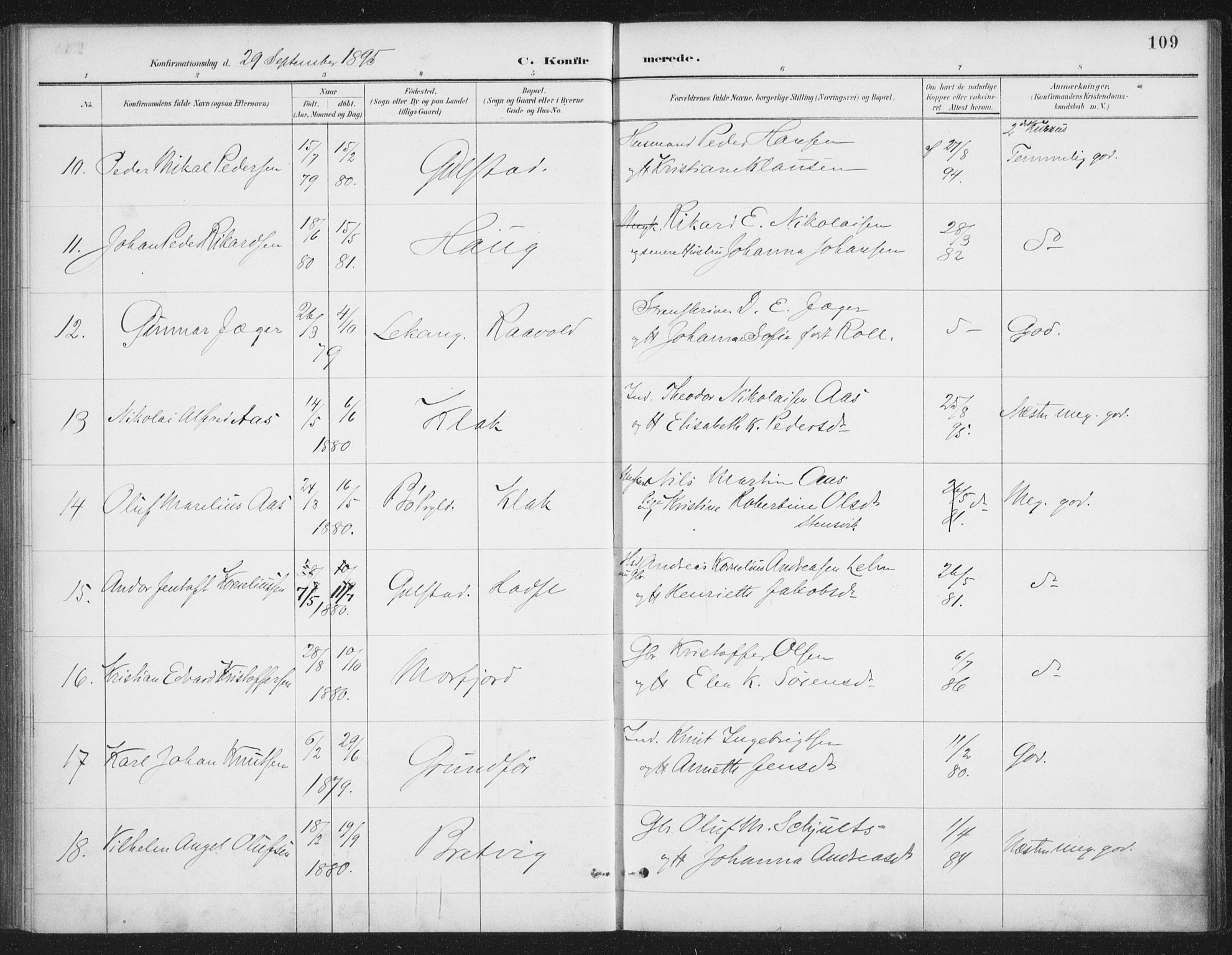 Ministerialprotokoller, klokkerbøker og fødselsregistre - Nordland, SAT/A-1459/888/L1245: Parish register (official) no. 888A11, 1888-1900, p. 109