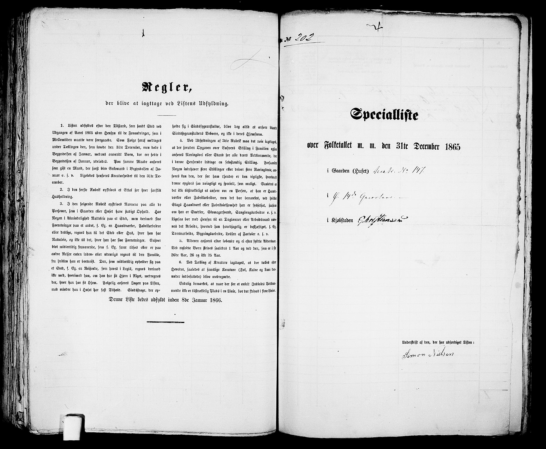 RA, 1865 census for Kristiansand, 1865, p. 419