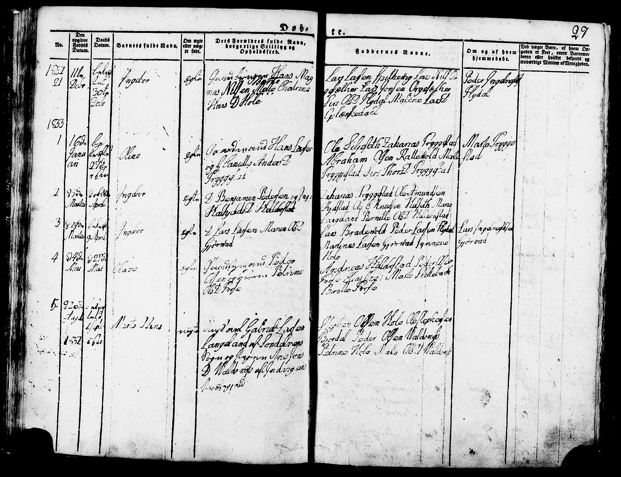 Ministerialprotokoller, klokkerbøker og fødselsregistre - Møre og Romsdal, AV/SAT-A-1454/517/L0221: Parish register (official) no. 517A01, 1827-1858, p. 27